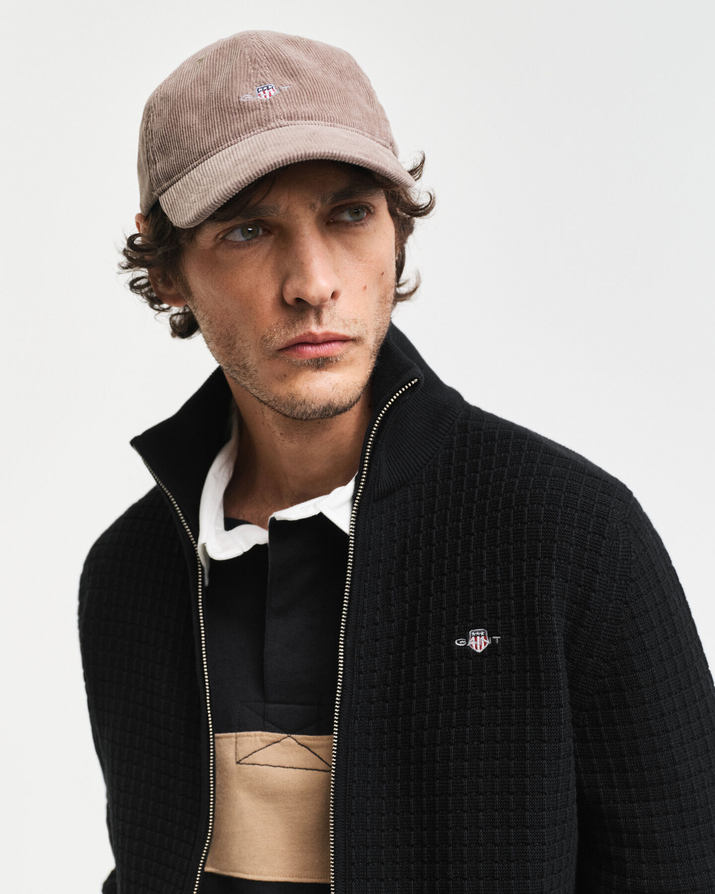 Cardigan zippé en coton Textured