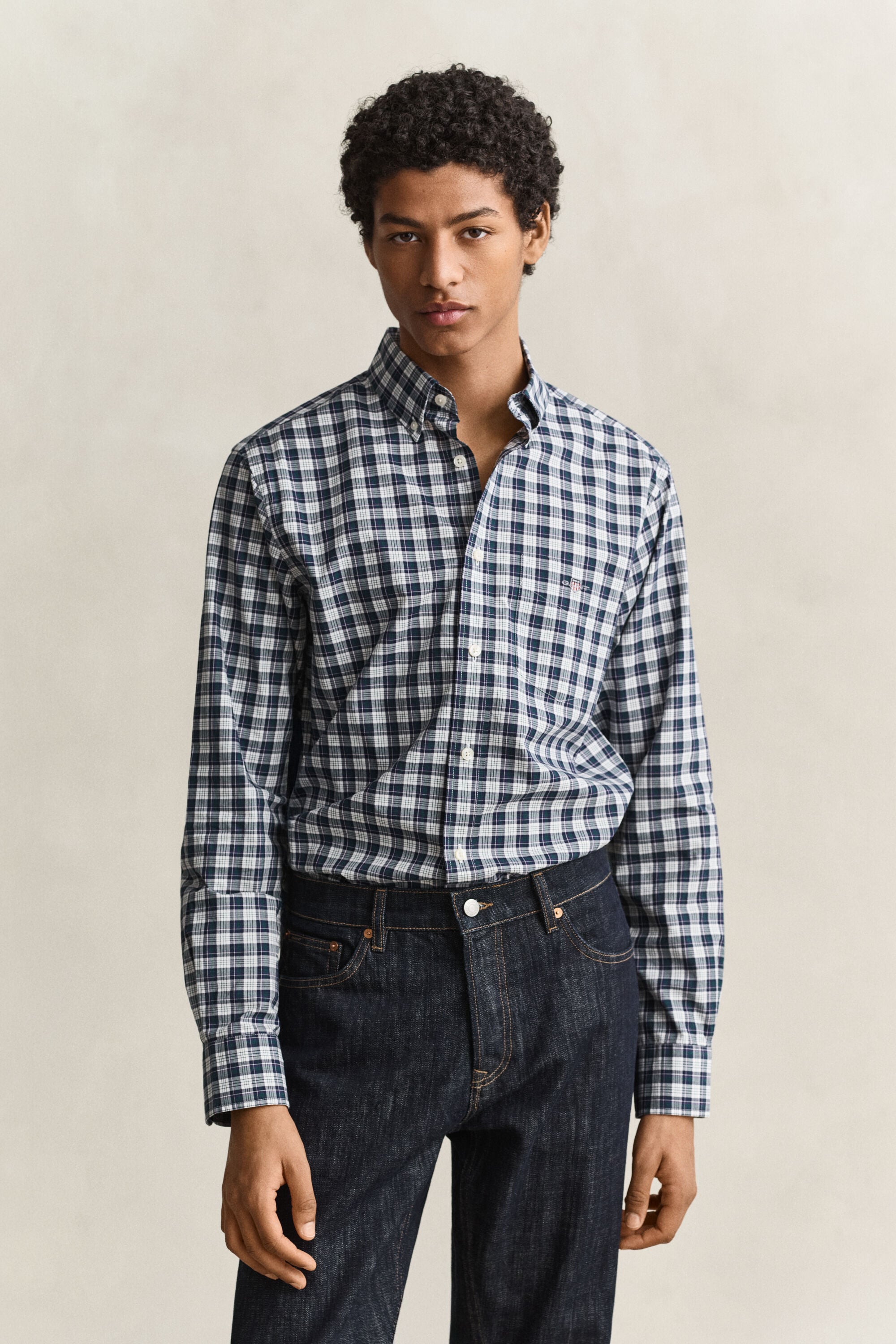 Chemise en popeline à carreaux