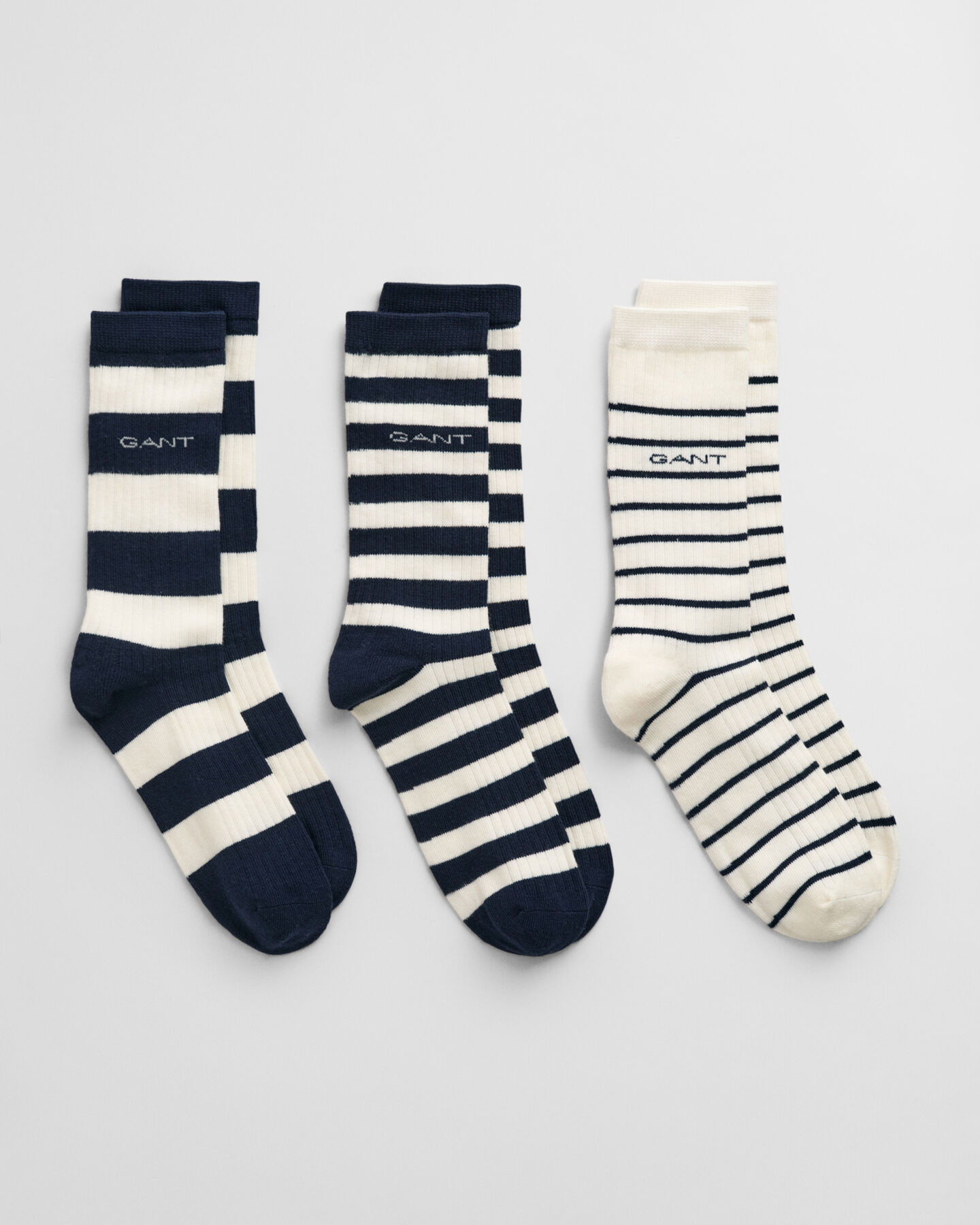 Lot de 3&nbsp;paires de chaussettes c&ocirc;tel&eacute;es &agrave; rayures