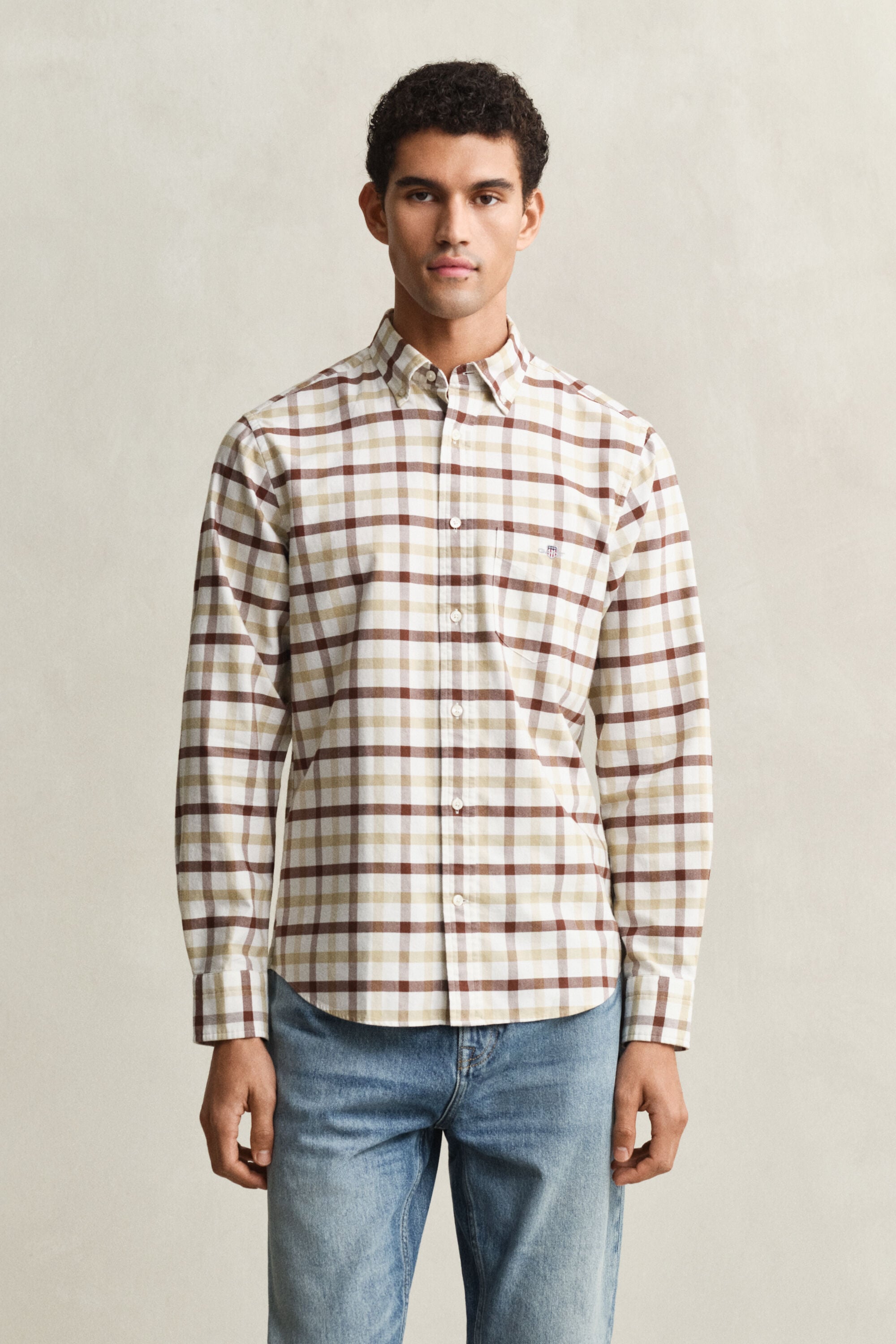 Chemise coupe regular en coton Oxford à carreaux