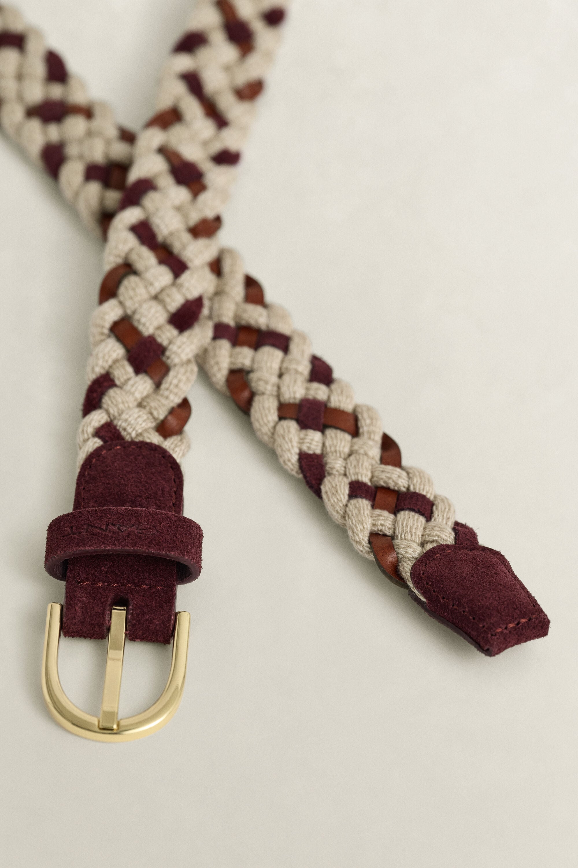 Ceinture tressée en cuir et matières recyclées