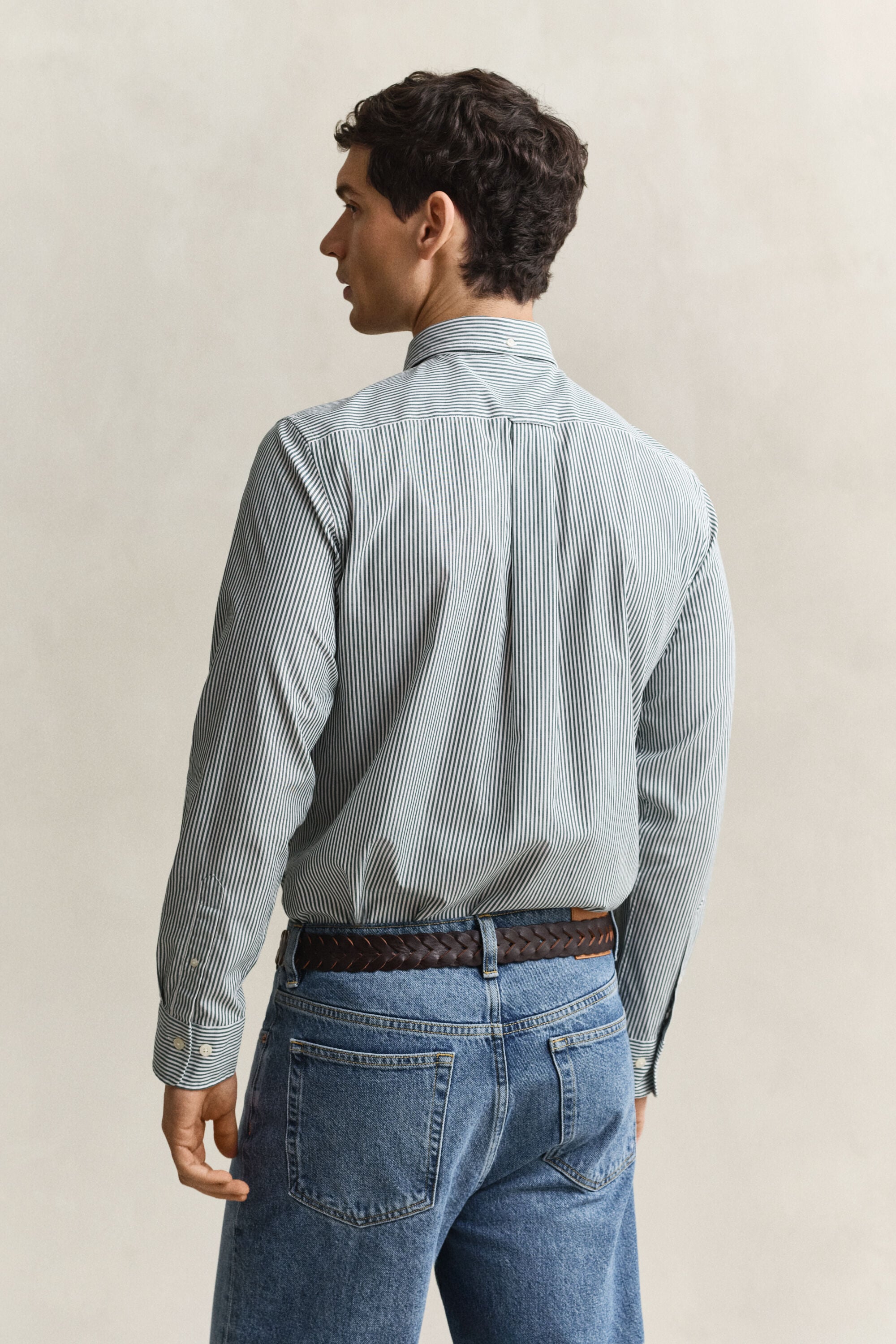 Chemise regular en popeline à rayures classique