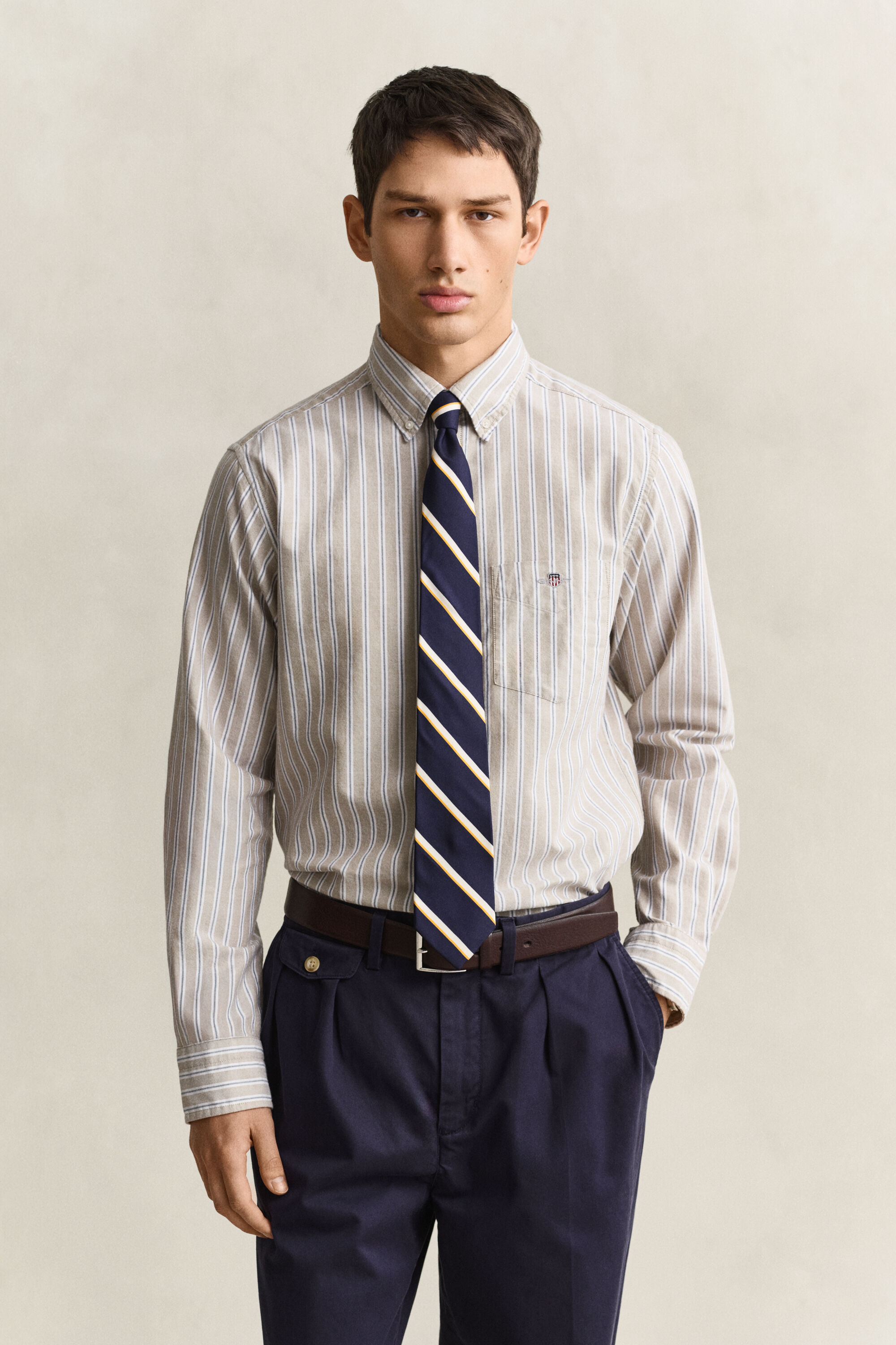 Chemise en coton Oxford classique à rayures
