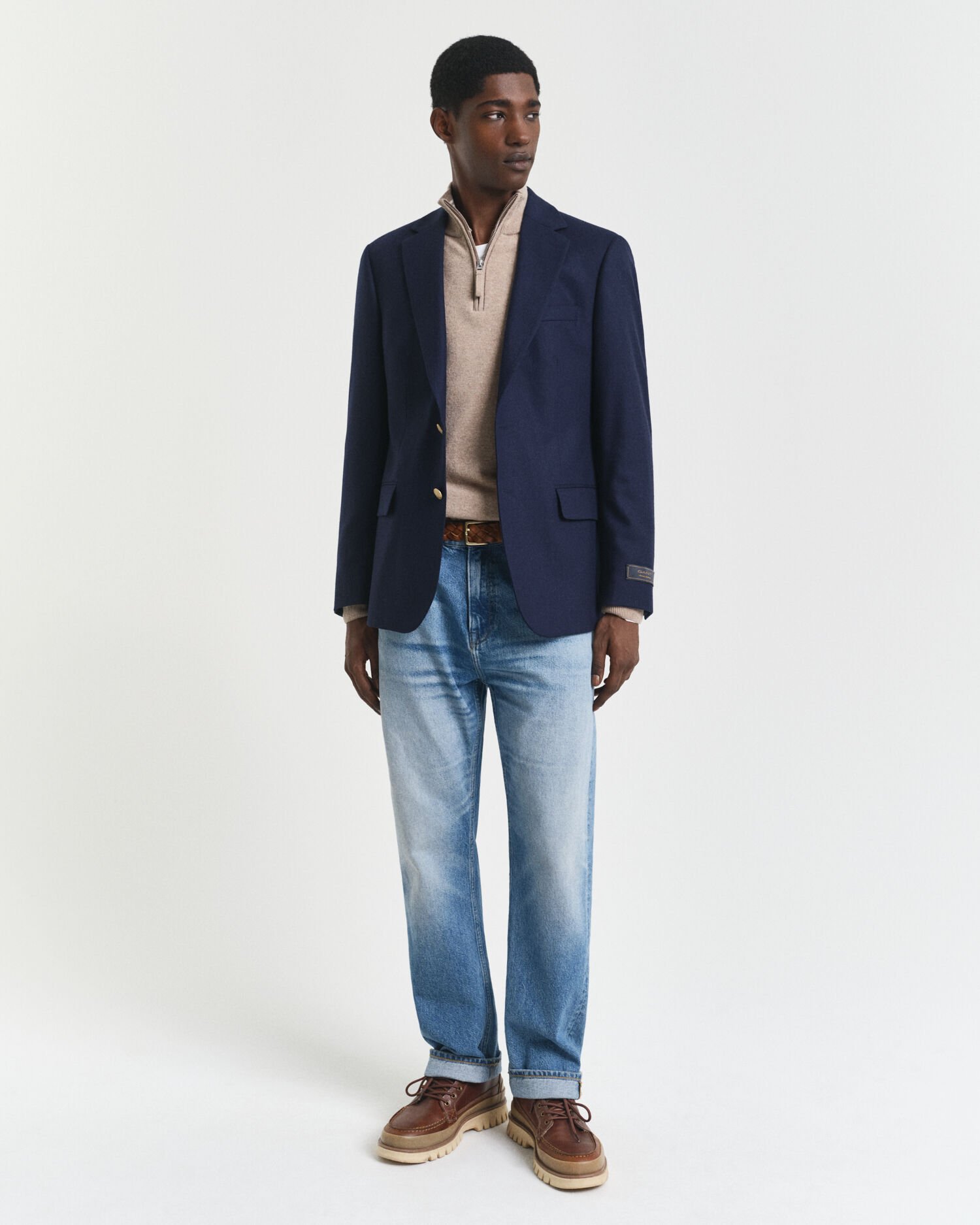 Pull à demi-zip en laine d'agneau ultra-fine