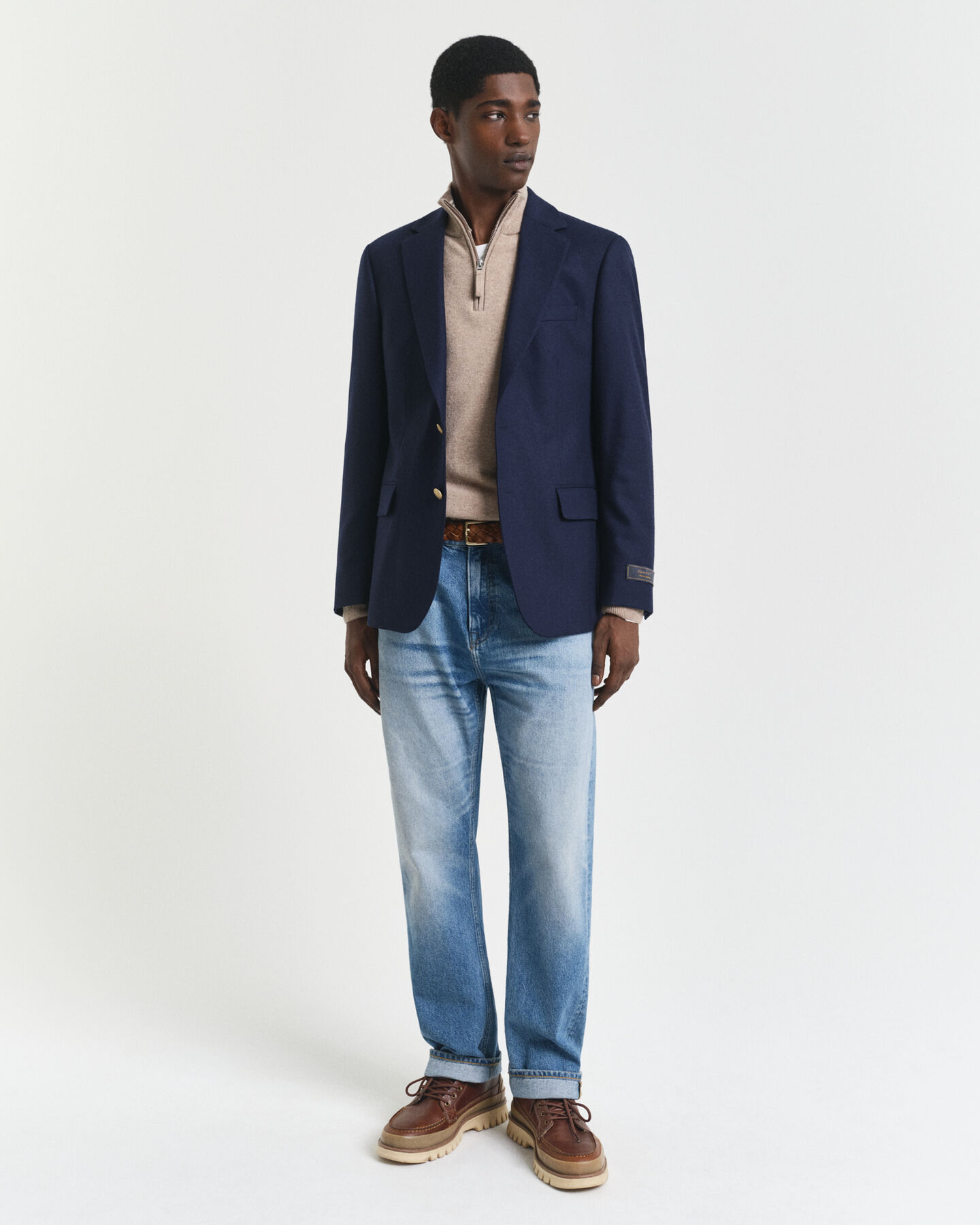 Pull à demi-zip en laine d'agneau ultra-fine