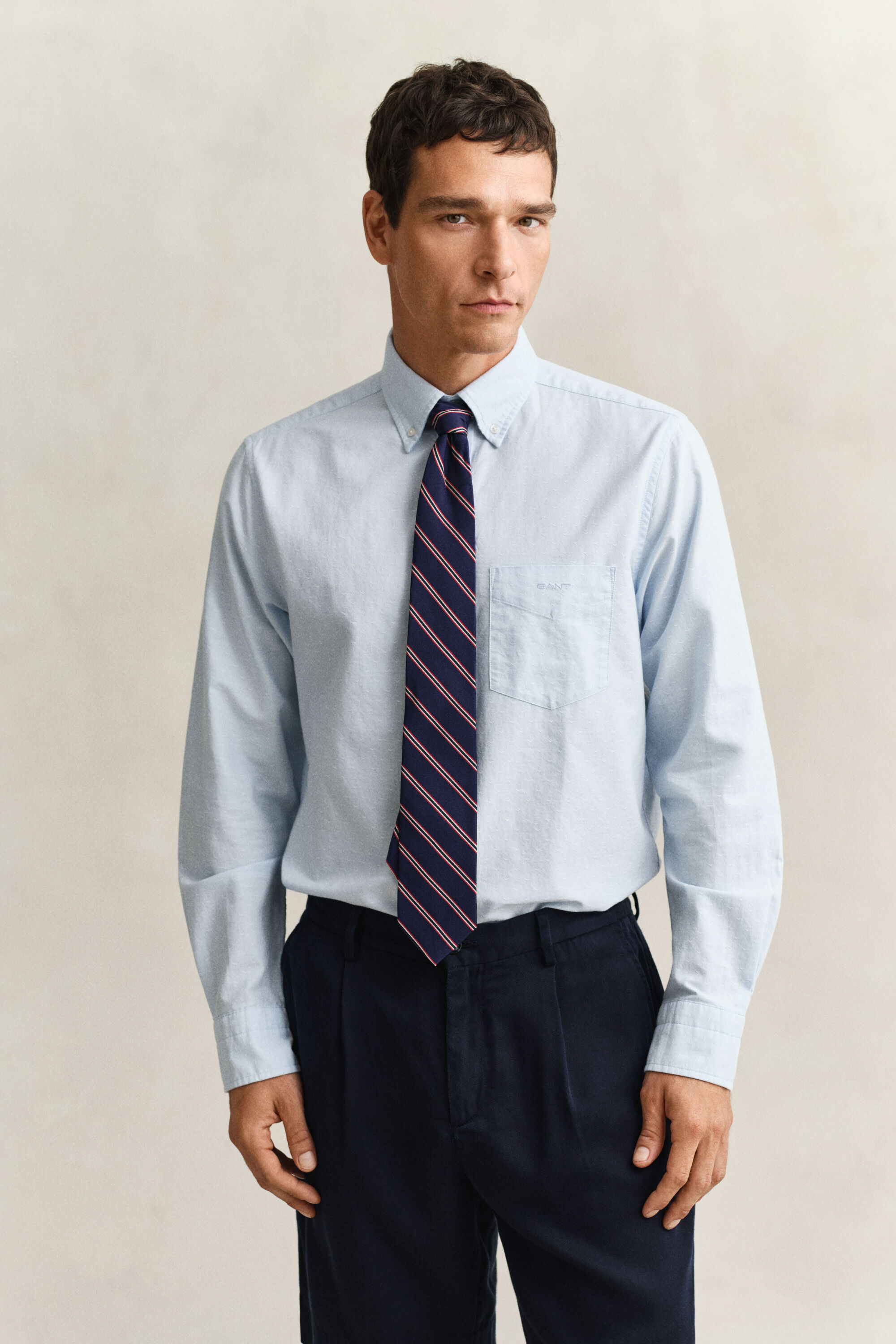 Chemise dobby en coton Oxford classique à rayures