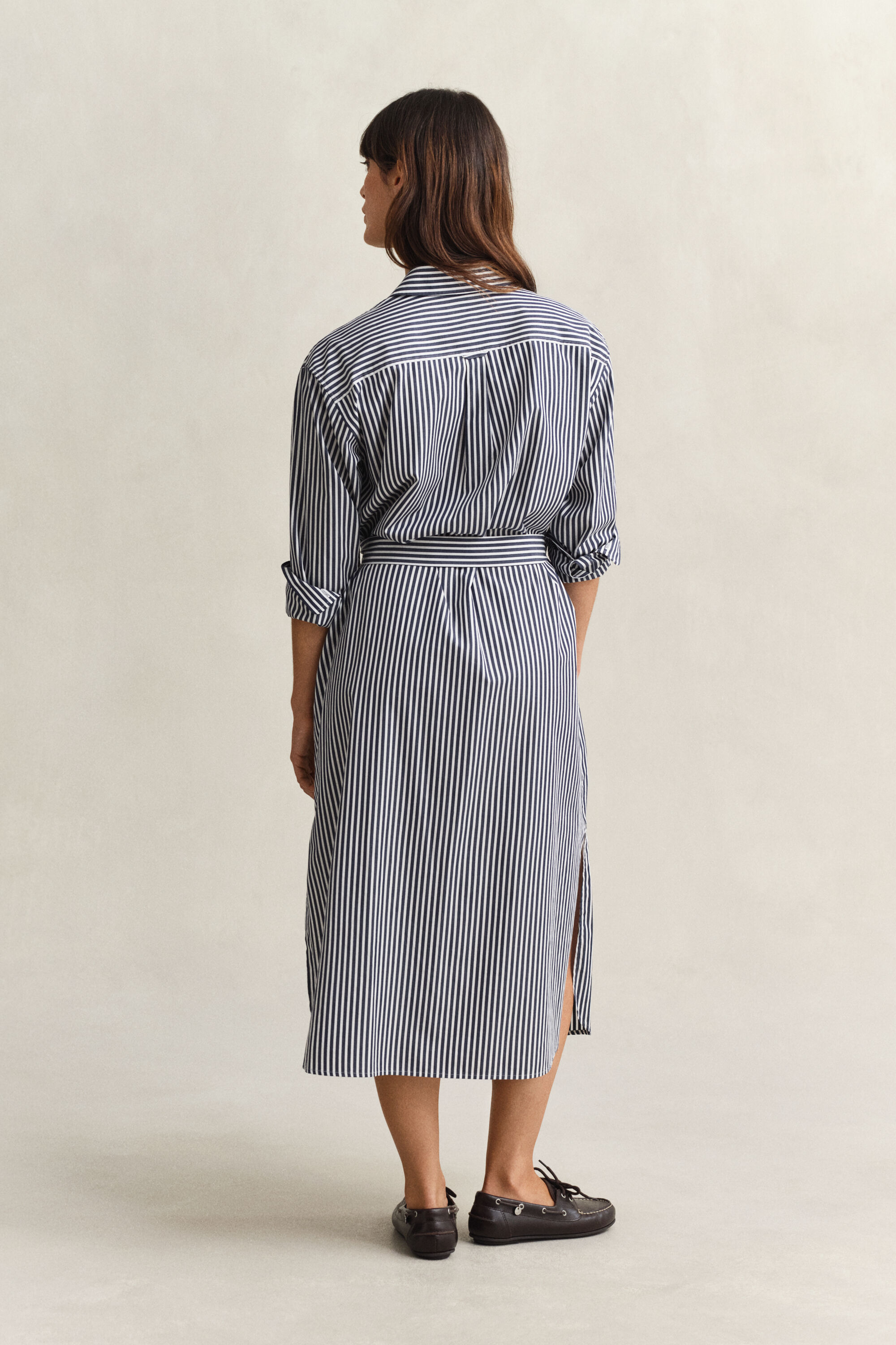 Robe-chemise en popeline à rayures