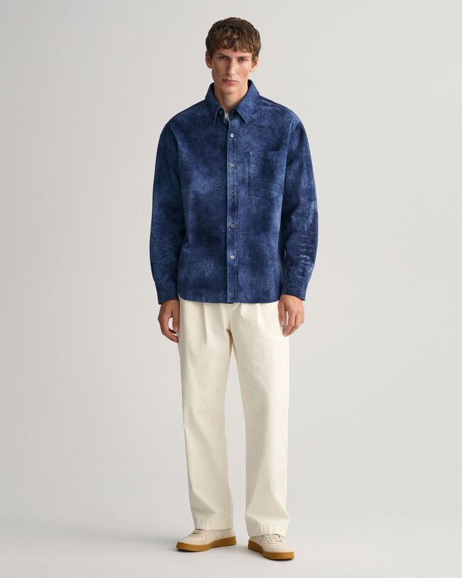 Chemise ultra-ample en daim indigo
