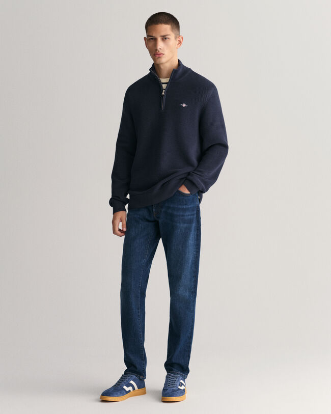 Pull &agrave; demi-zip en coton Textured