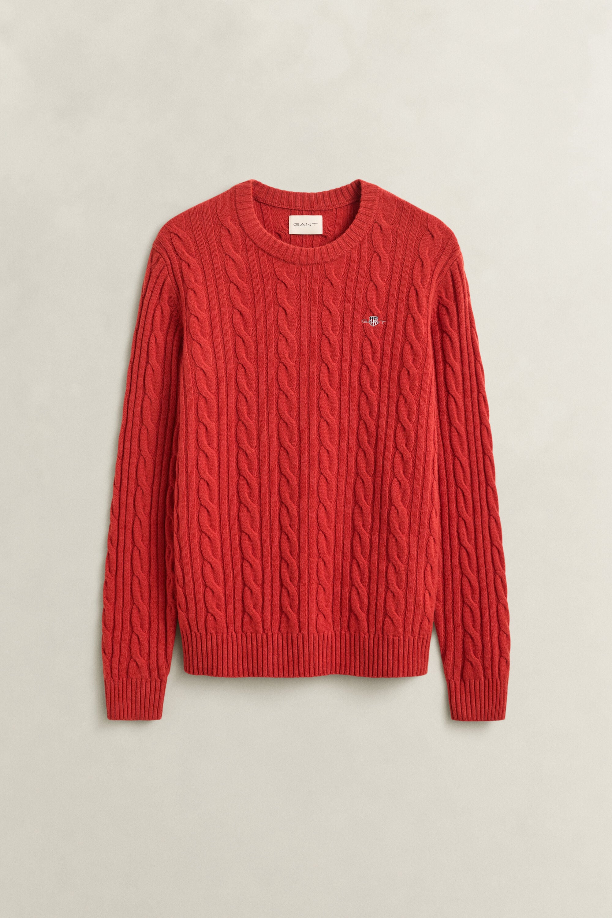 Pull col rond en maille torsadée en laine d'agneau