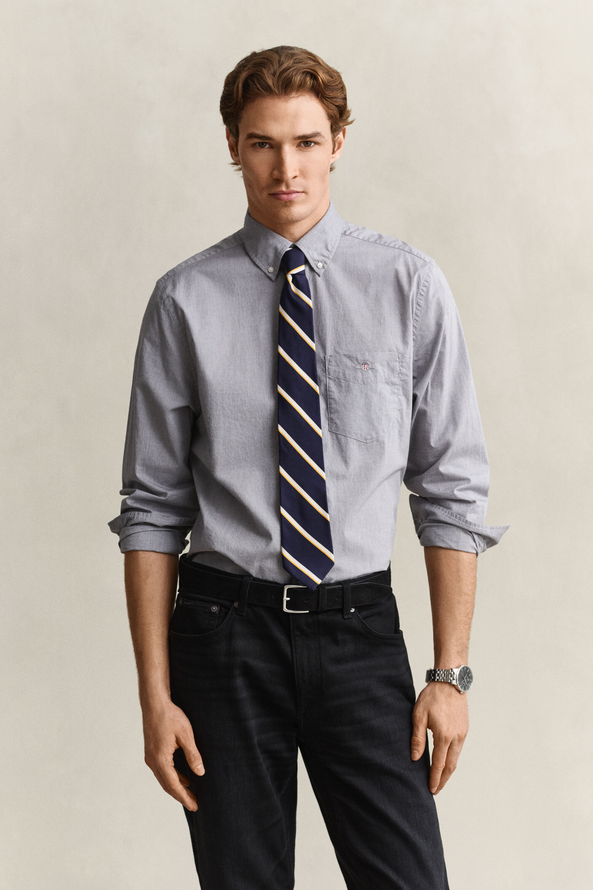 Chemise coupe regular en popeline classique