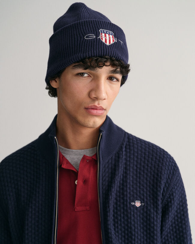 Cardigan zipp&eacute; en coton Textured