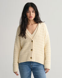 Cardigan col V en coton Textured