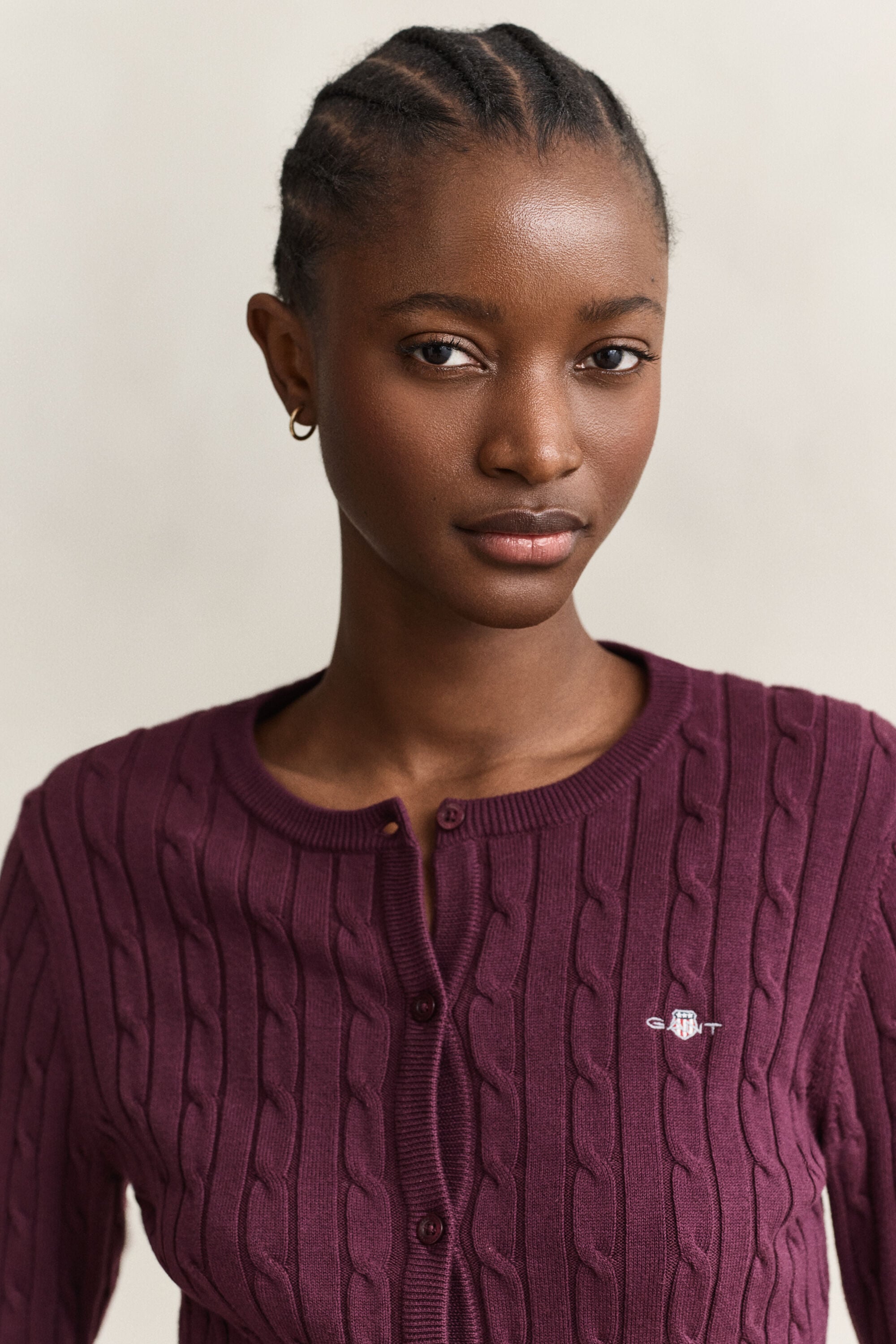 Cardigan en maille de coton stretch à torsades