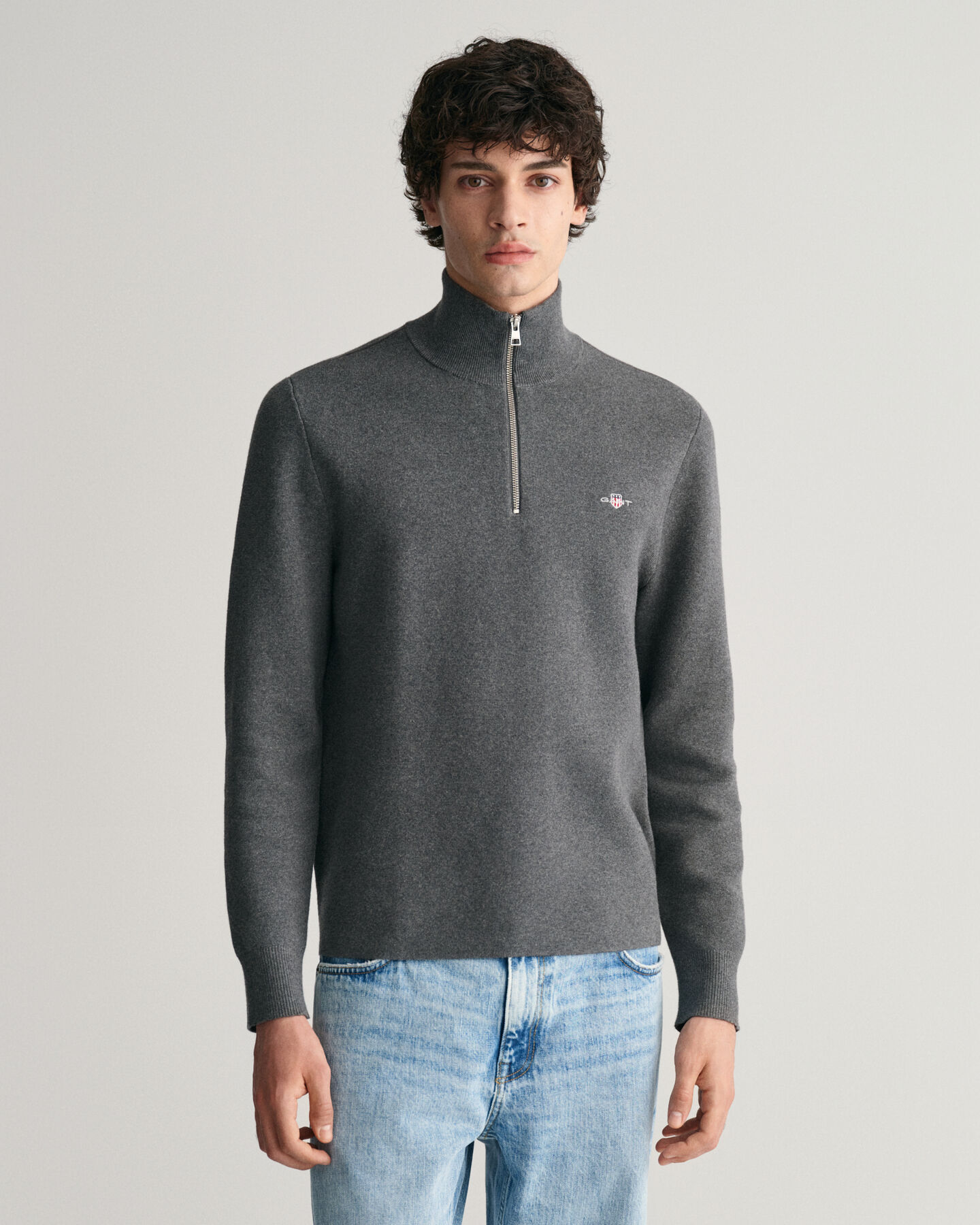 Pull &agrave; demi-zip en coton Milano Knit