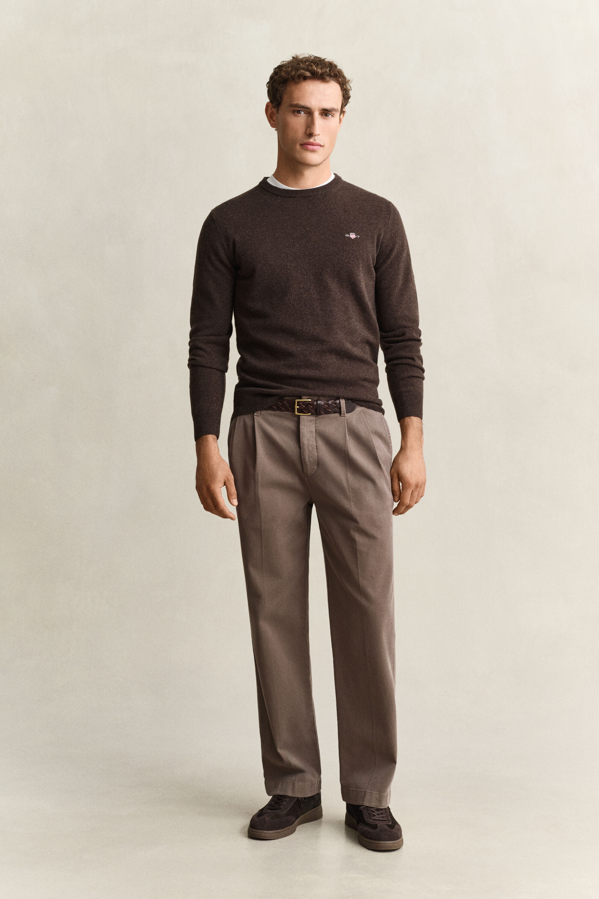 Pantalon chino en coton brossé