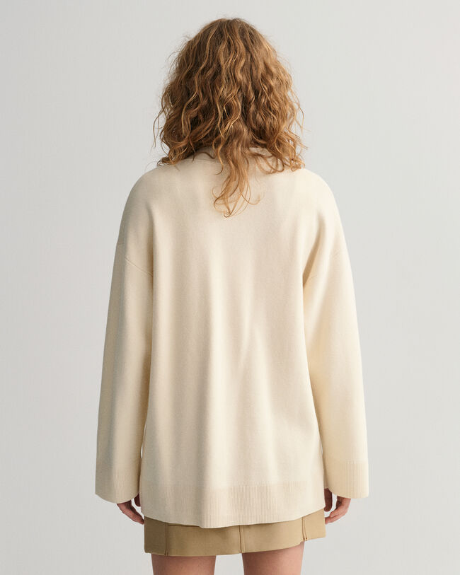 Cardigan relaxed fit &agrave; col V