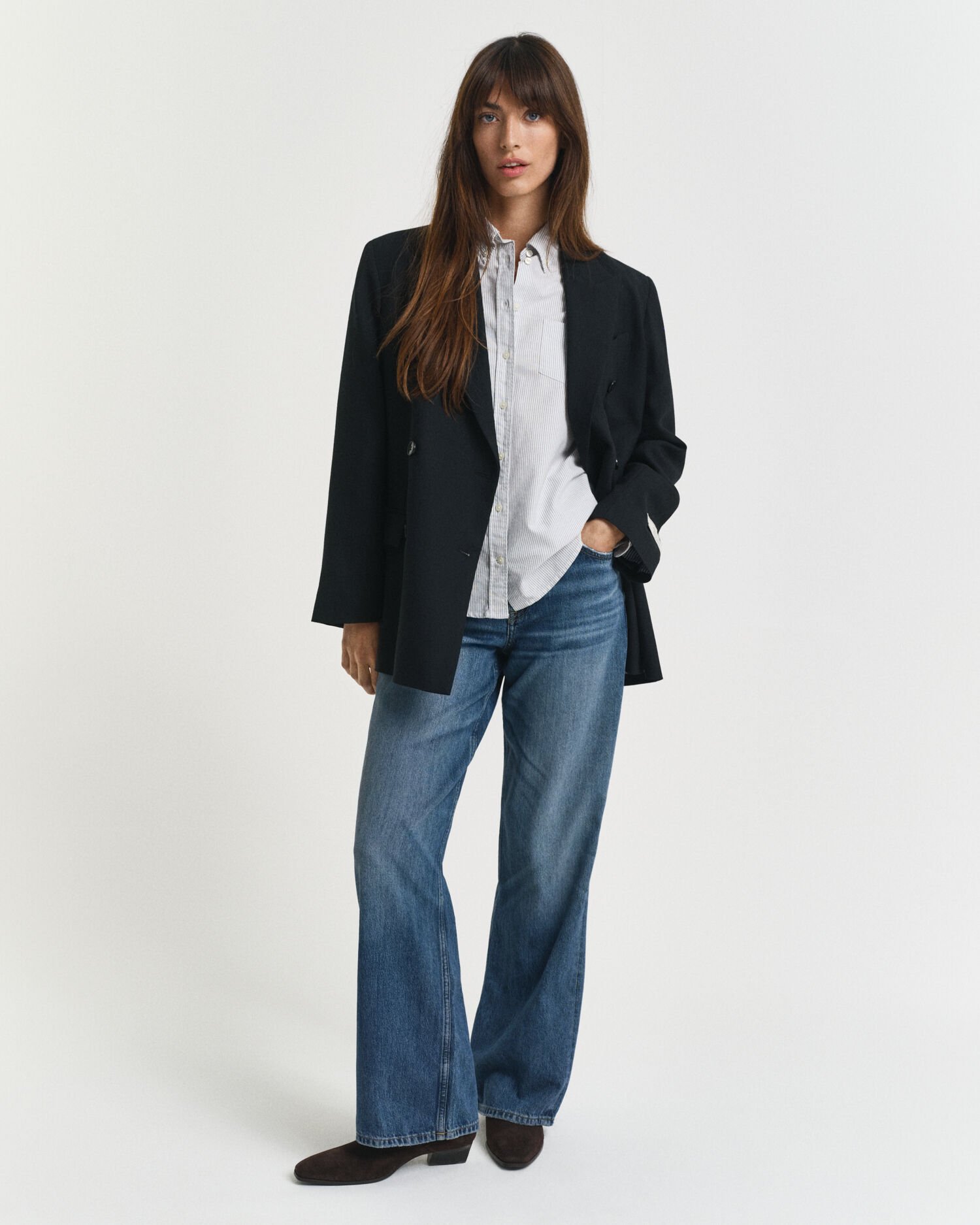 Chemise coupe regular classique en coton Oxford à rayures