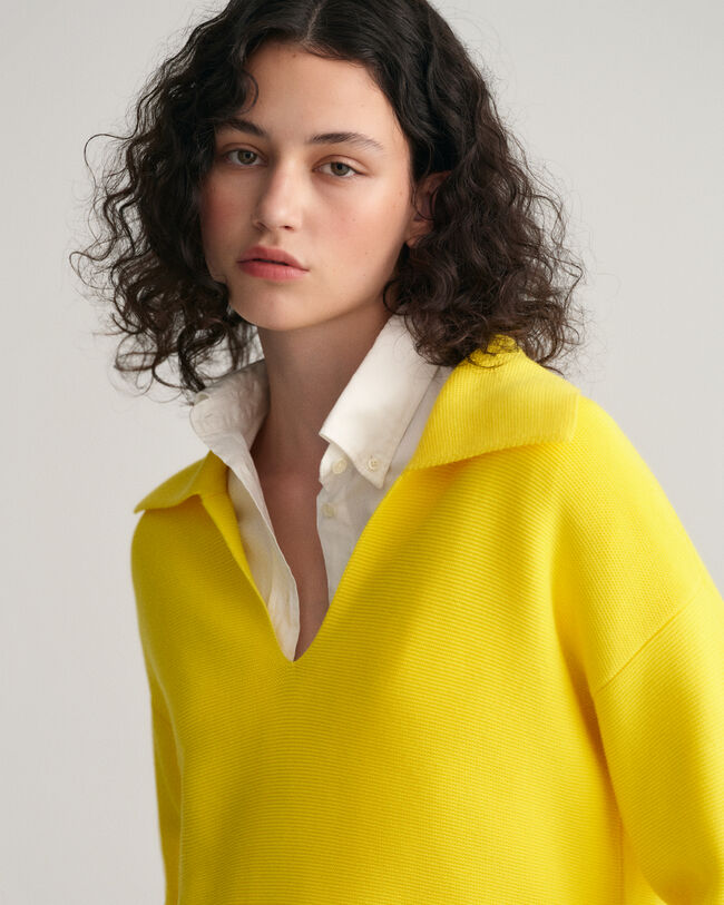 Pull en maille &agrave; col ouvert