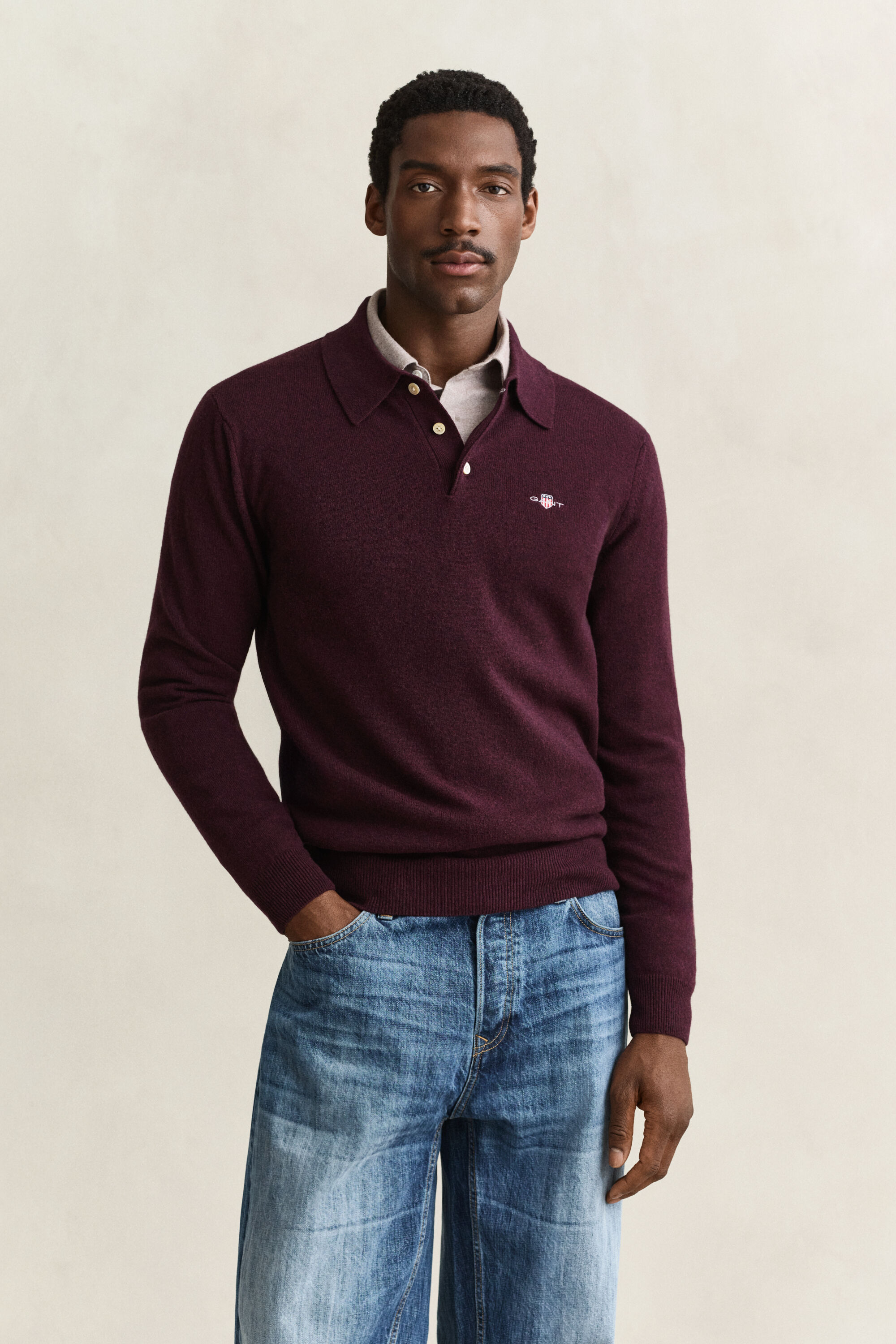 Pull polo en laine d'agneau ultrafine