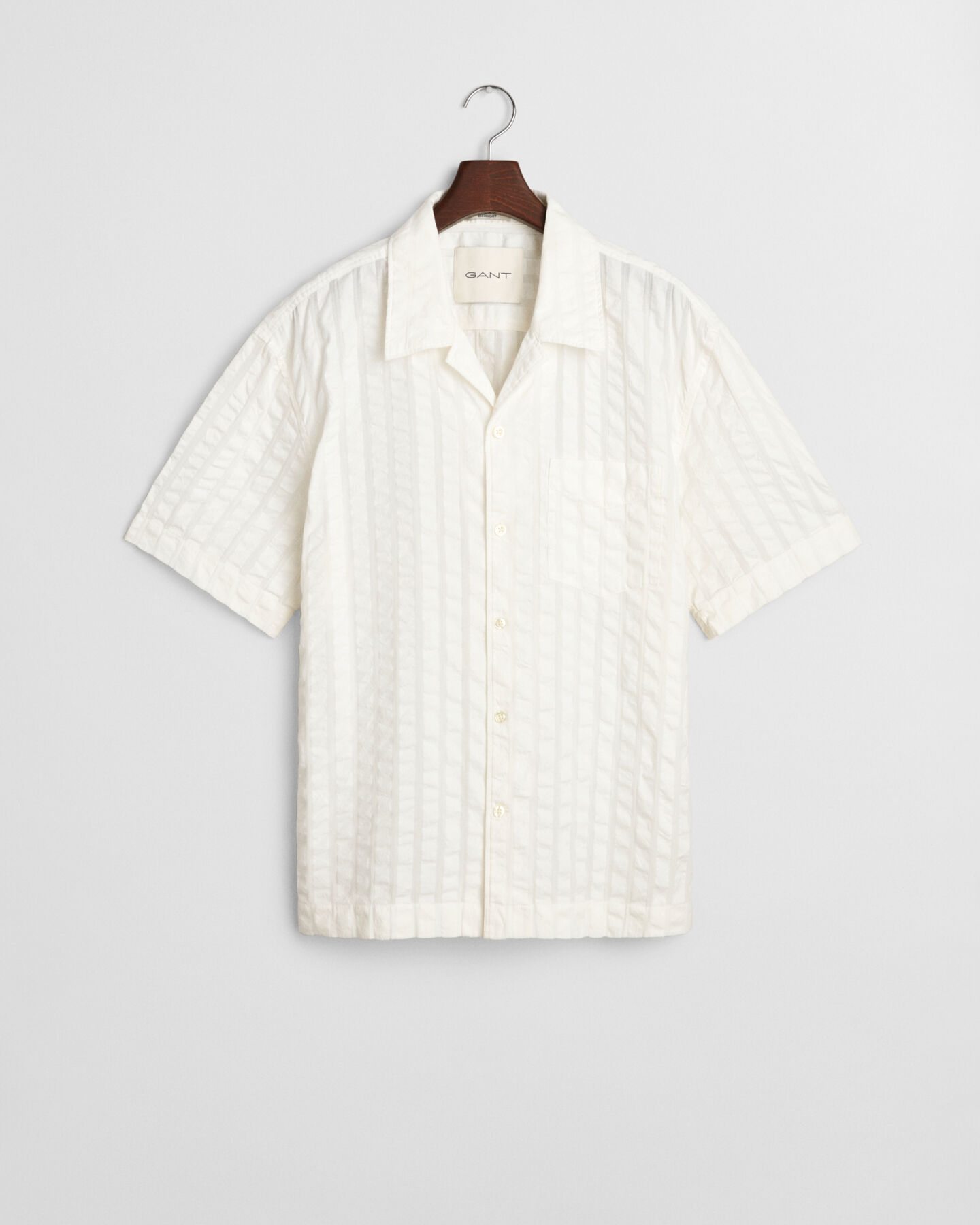 Chemise de vacances coupe décontractée à manches courtes en seersucker