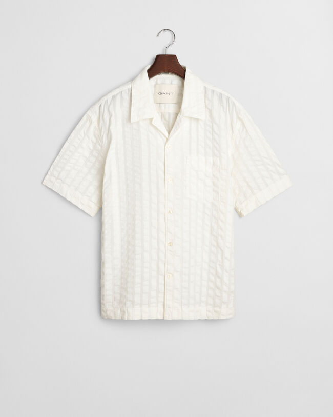 Chemise de vacances coupe décontractée à manches courtes en seersucker