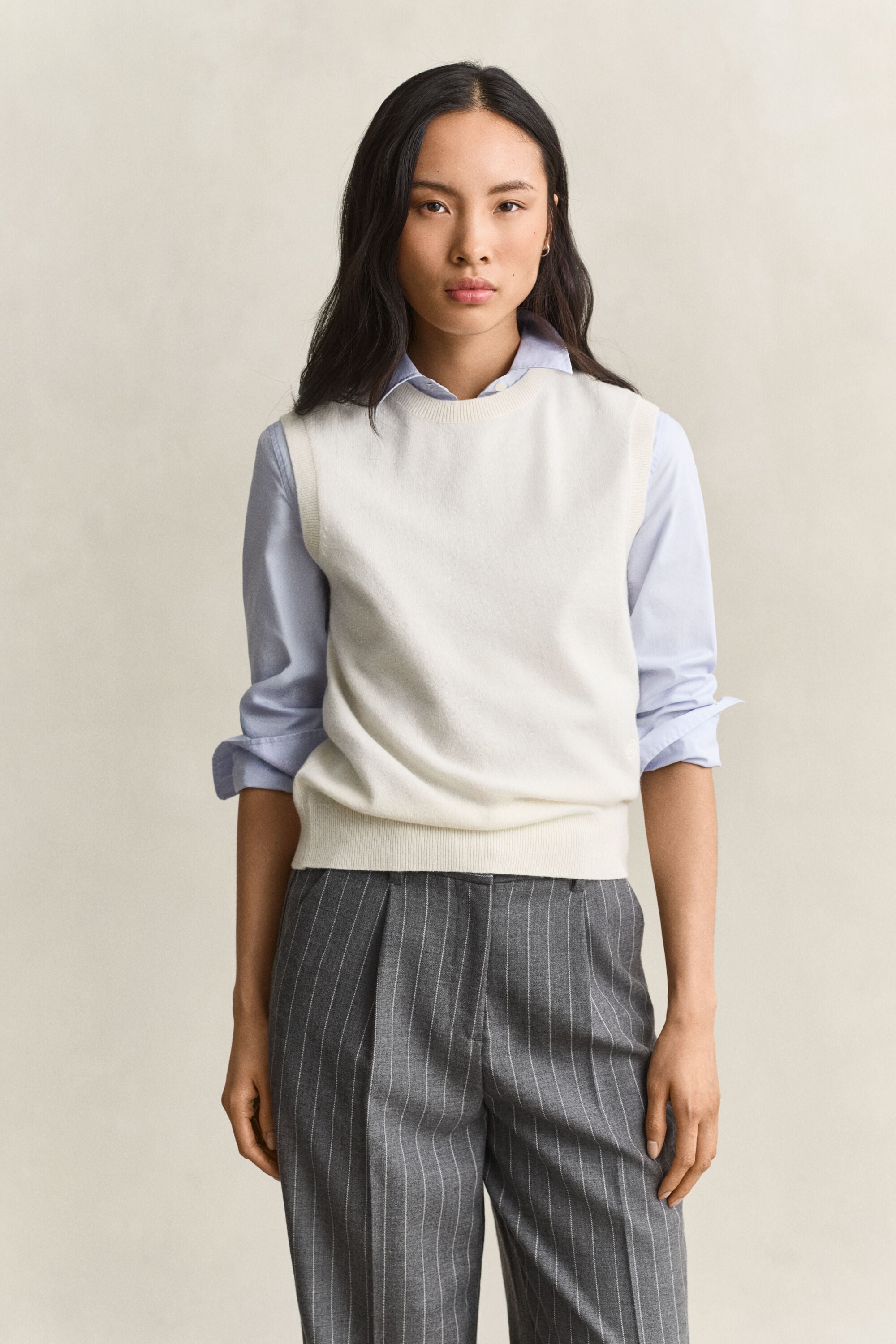Pull sans manches en laine tricotée