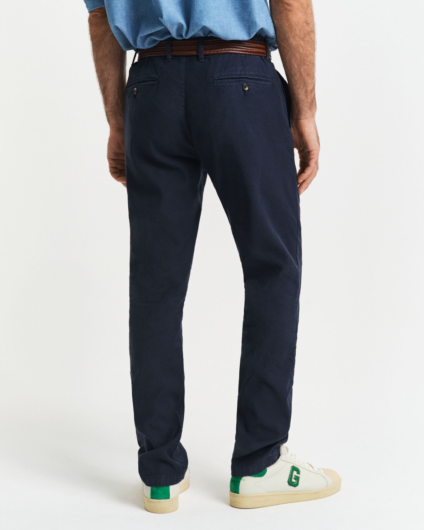 Pantalon chino coupe slim en coton et lin