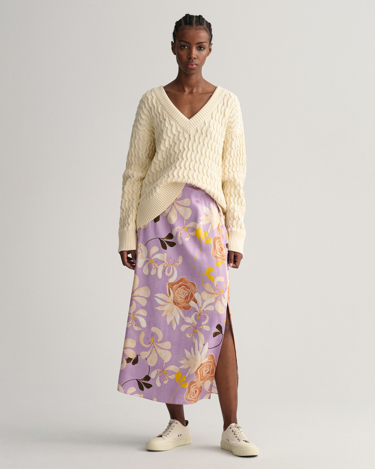 Jupe midi &agrave; imprim&eacute; floral