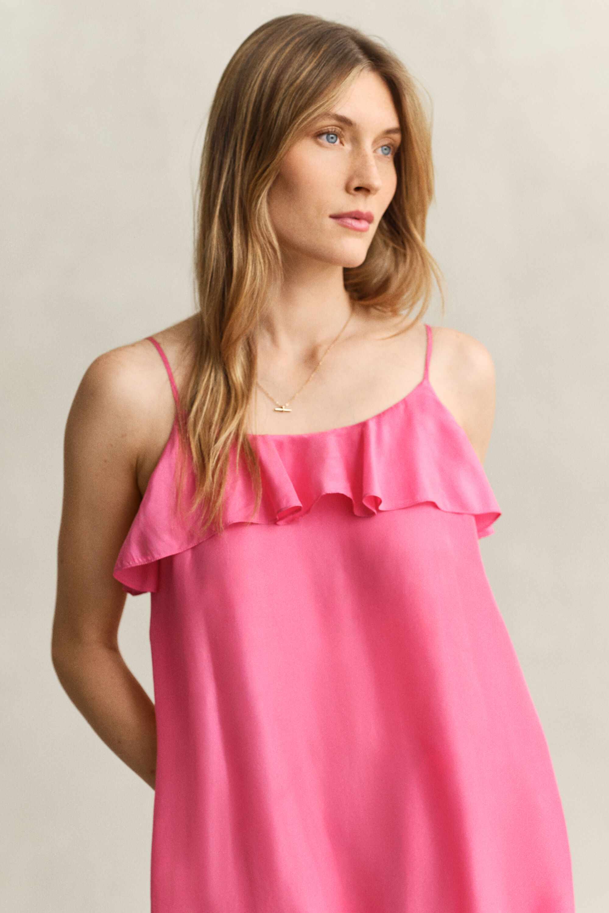 Robe midi à lanières en soie