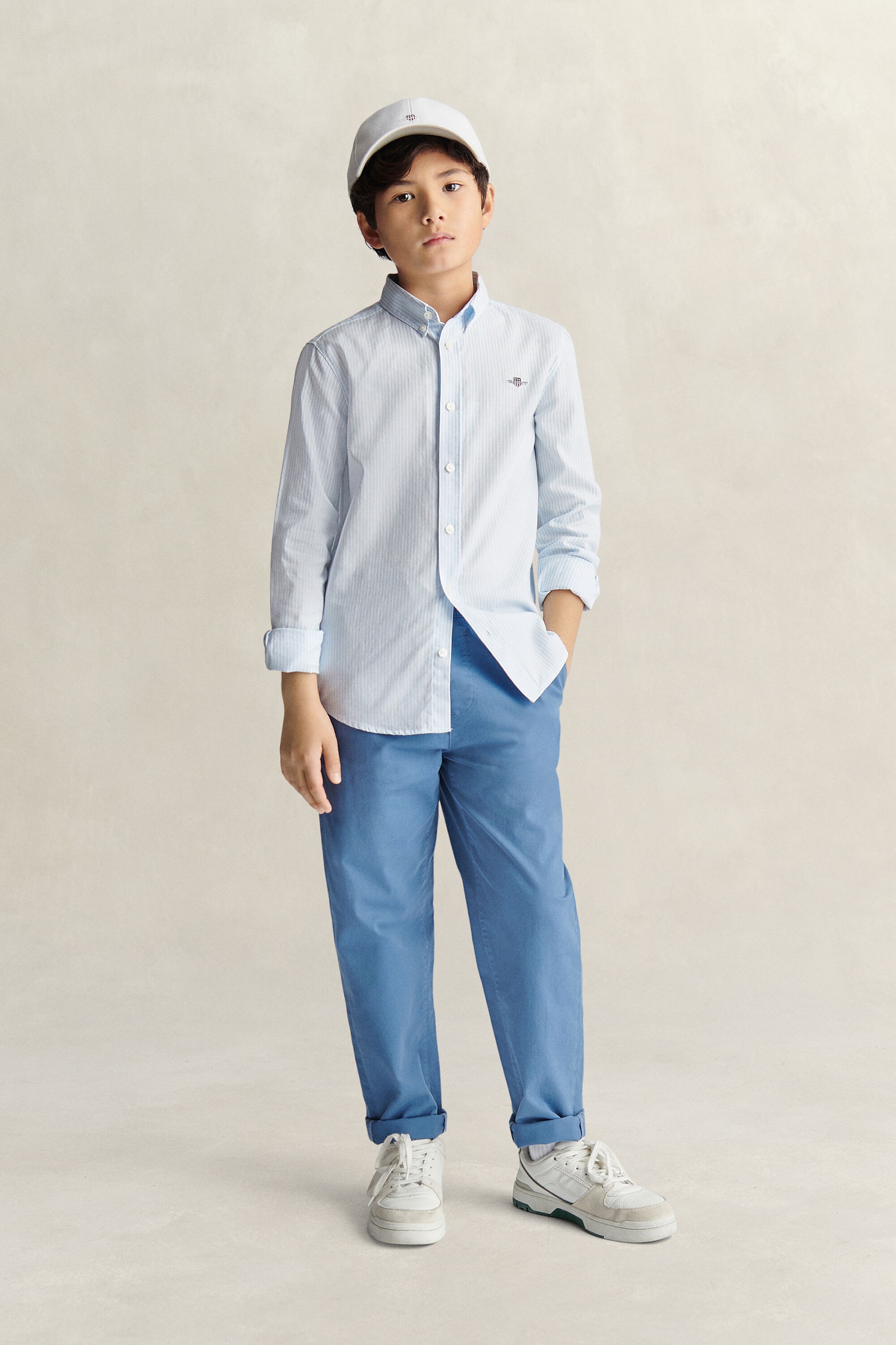 Chemise en coton Oxford à rayures Teen Boys