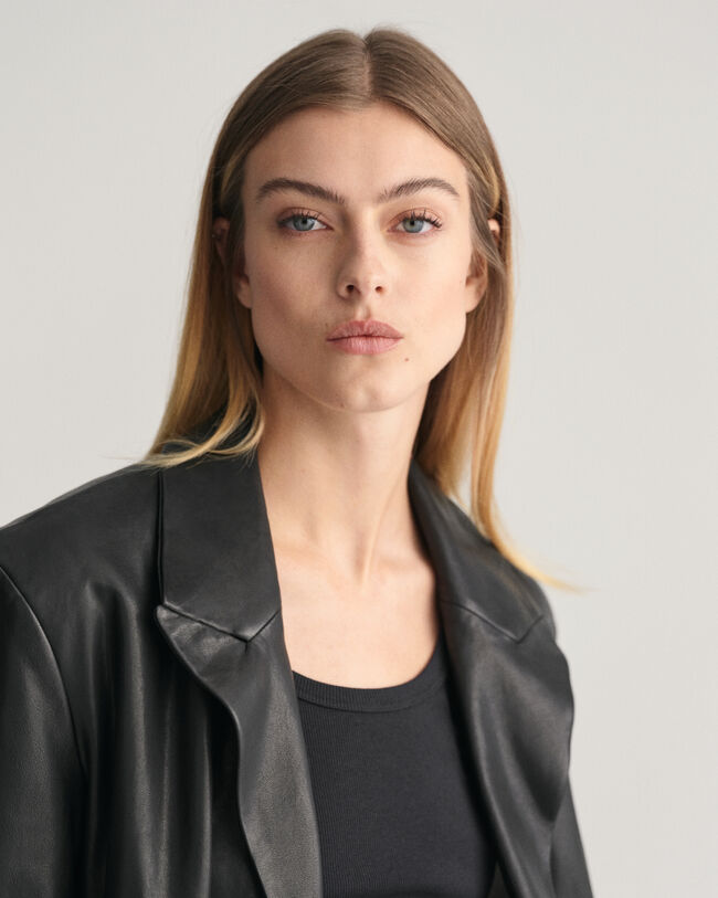 Veste blazer regular fit en cuir