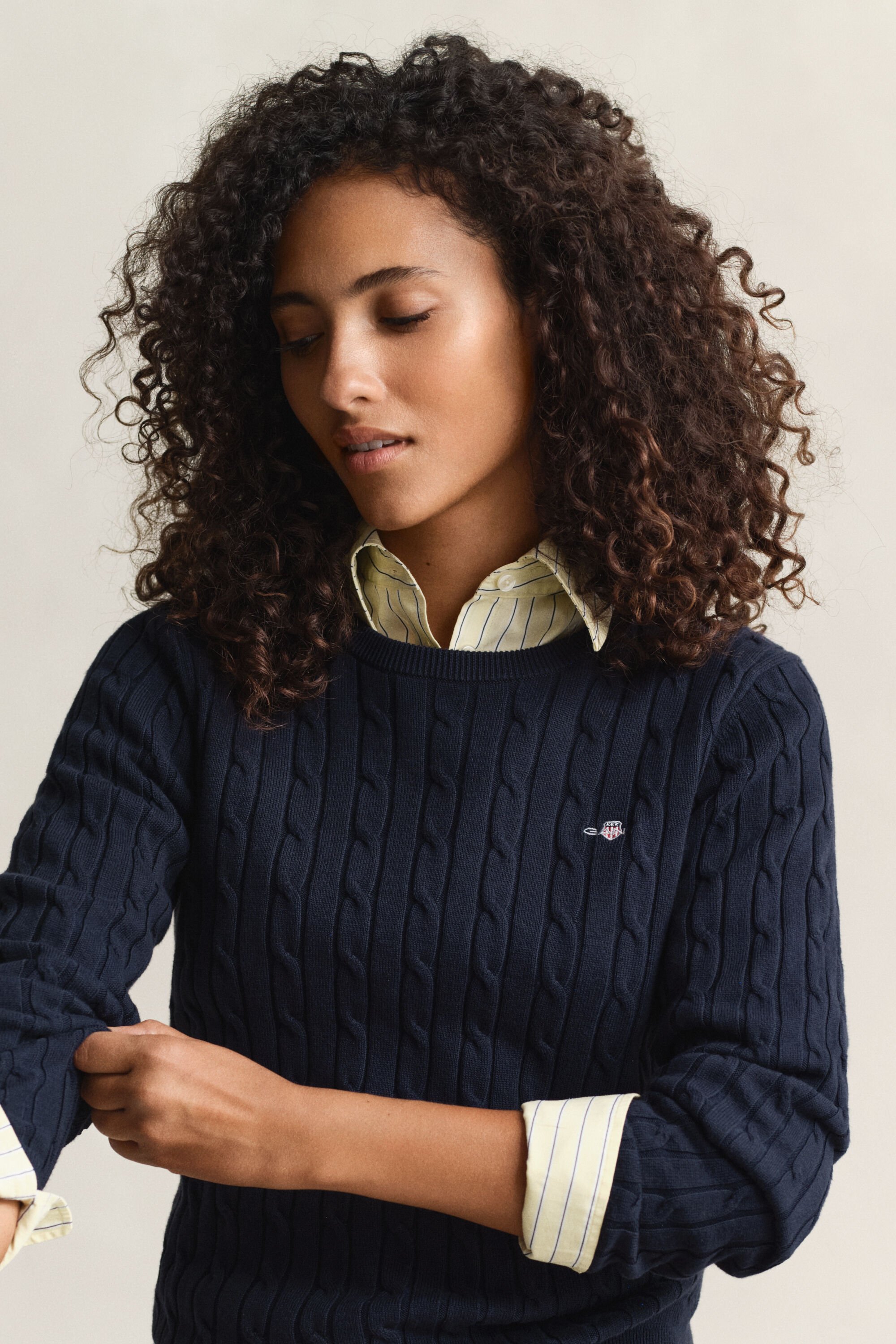 Pull col rond en maille torsadée