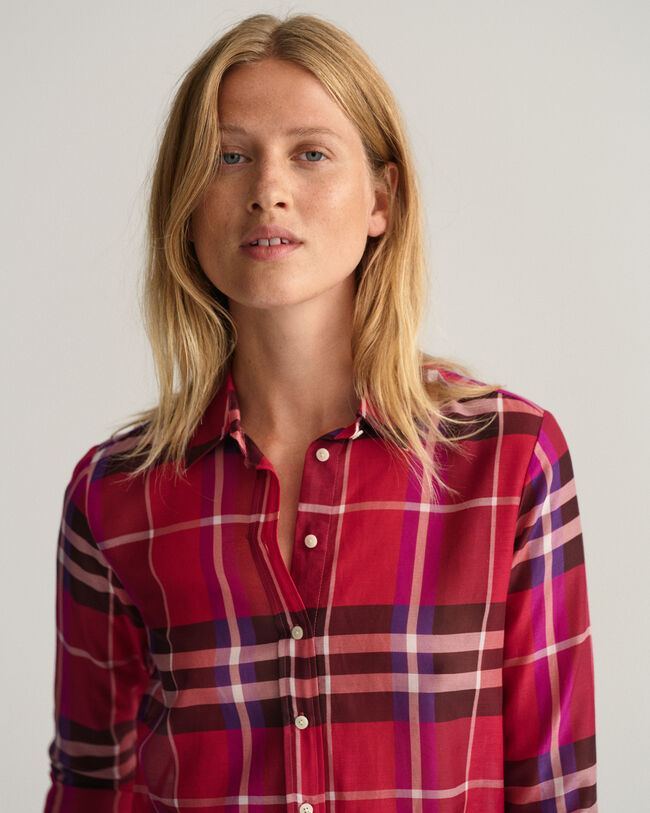 Chemise regular fit en coton et soie à carreaux