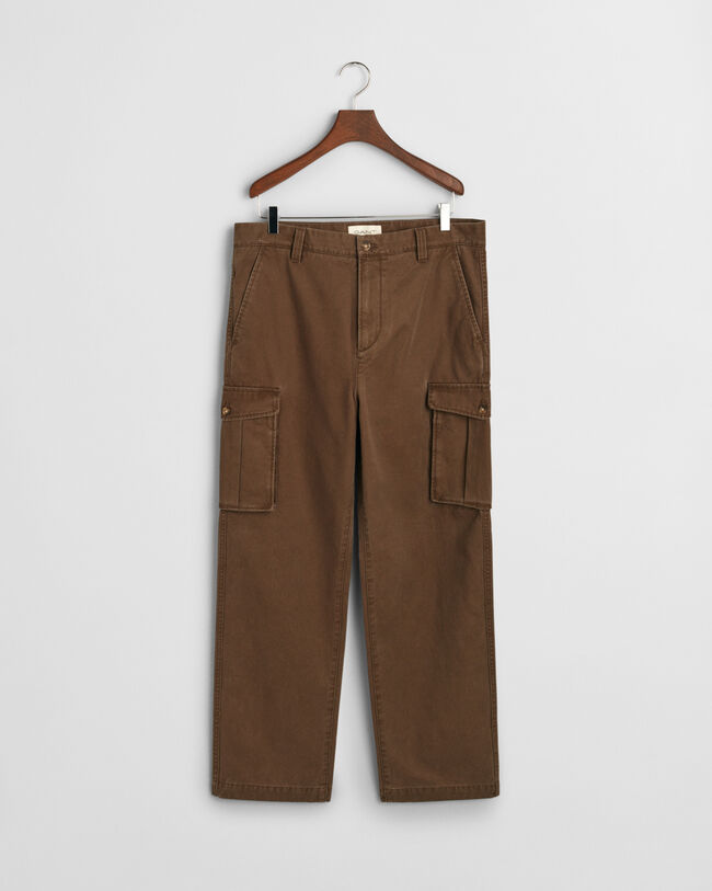 Pantalon cargo regular fit en sergé de coton