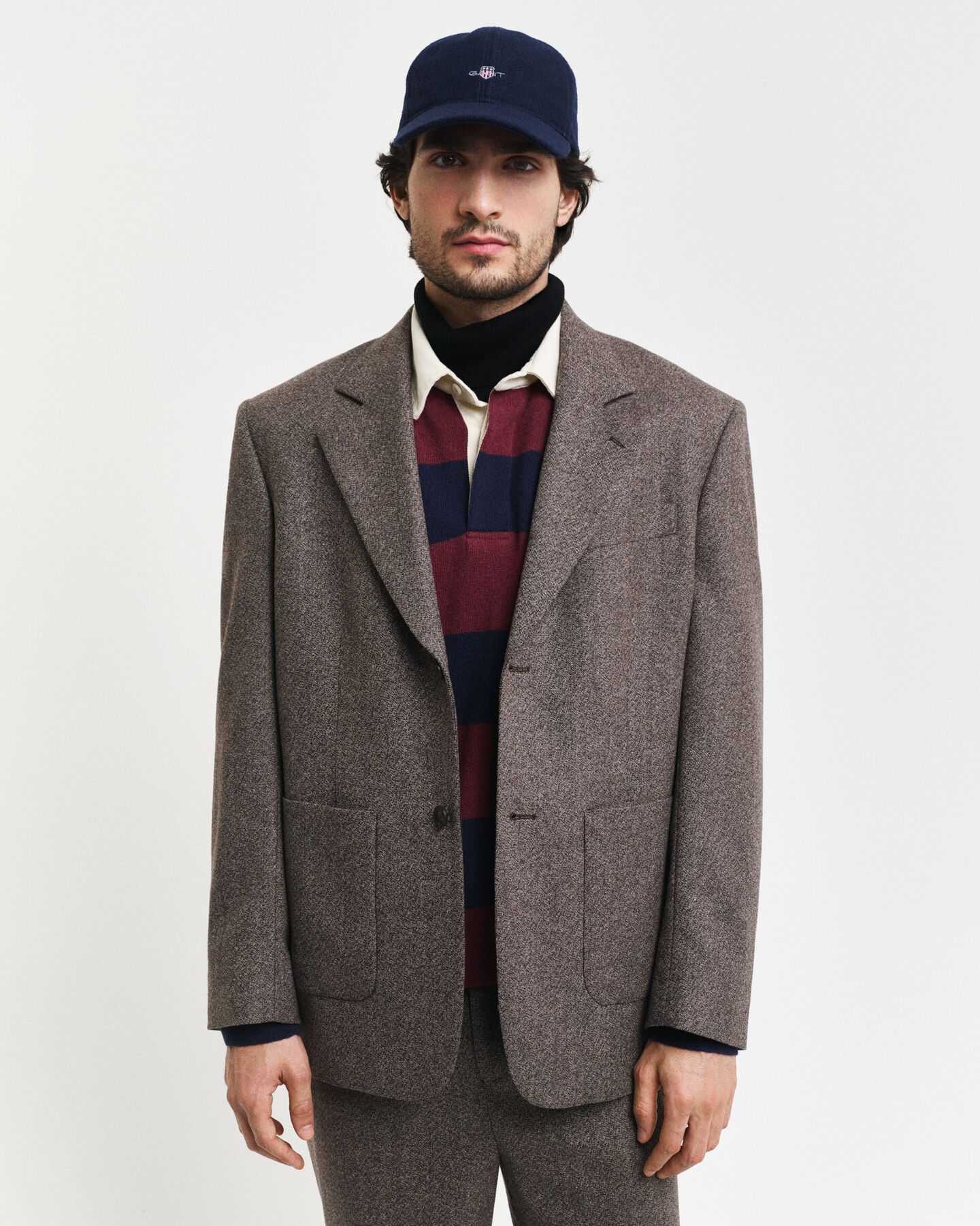 Veste blazer de costume relaxed fit en laine moulin&eacute;e