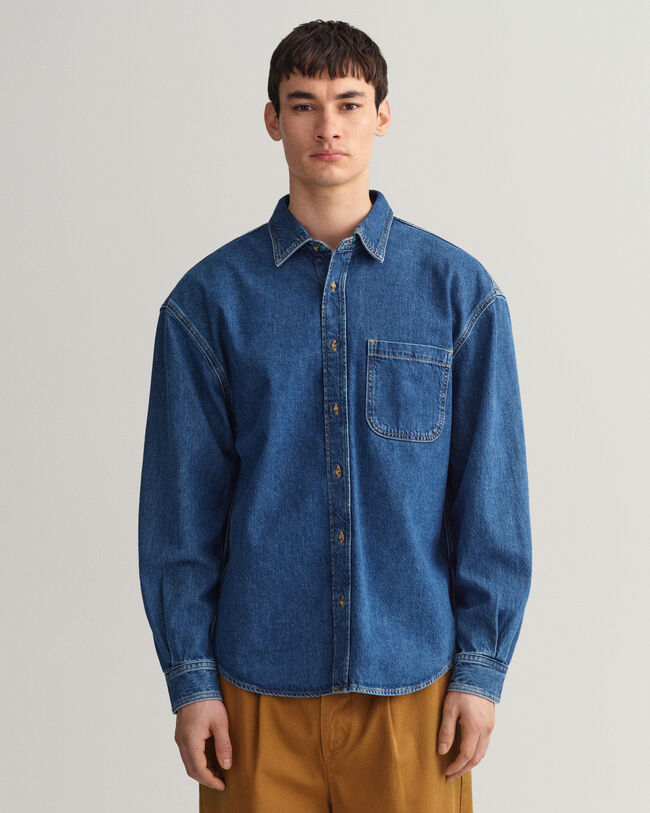 Chemise ultra-ample en sergé de denim