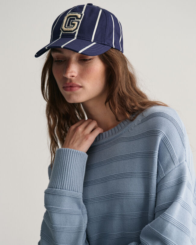 Pull ras du cou en coton &agrave; rayures Tonal