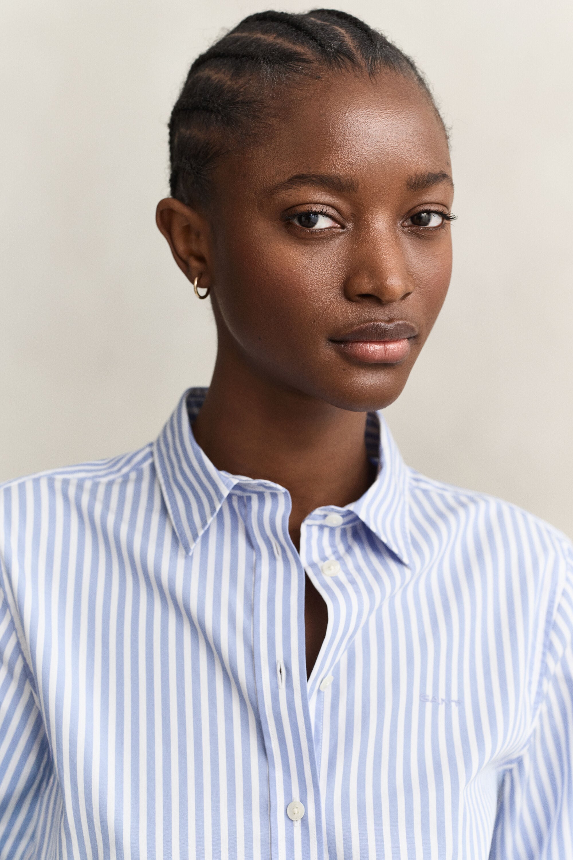 Chemise classique coupe regular en popeline à rayures