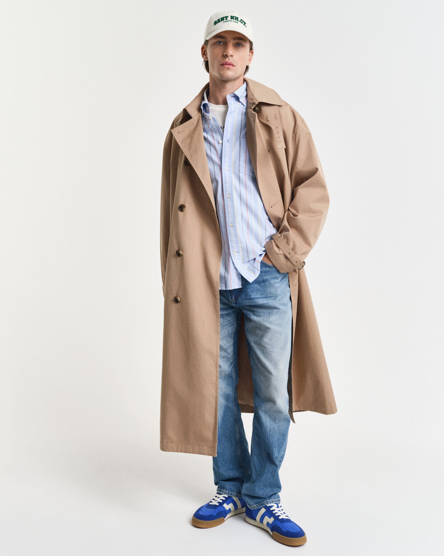 Chemise coupe regular classique en coton Oxford à rayures multicolores