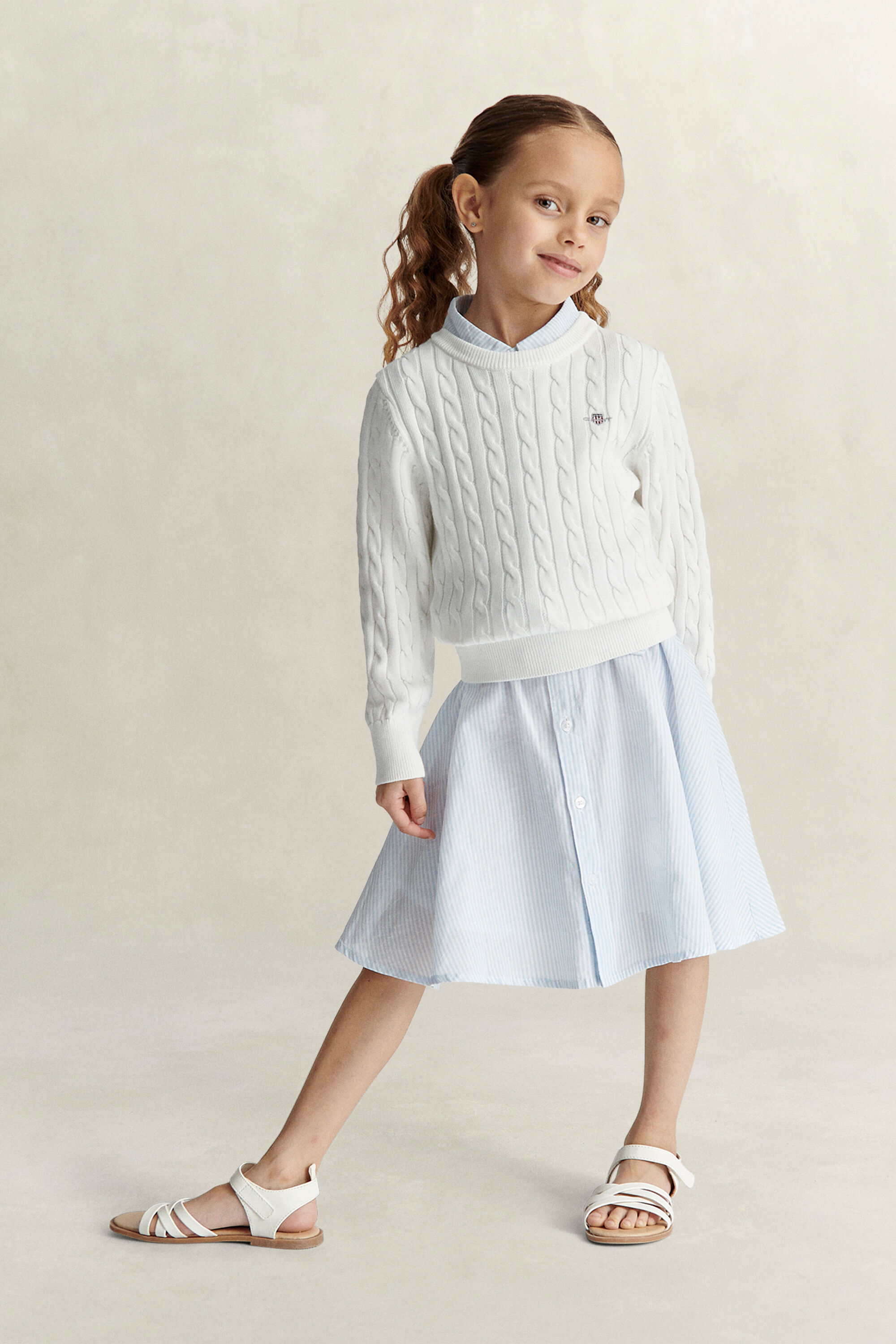 Pull en maille torsadée Shield Fille