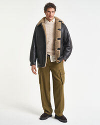 Veste en peau lainée effet vieilli