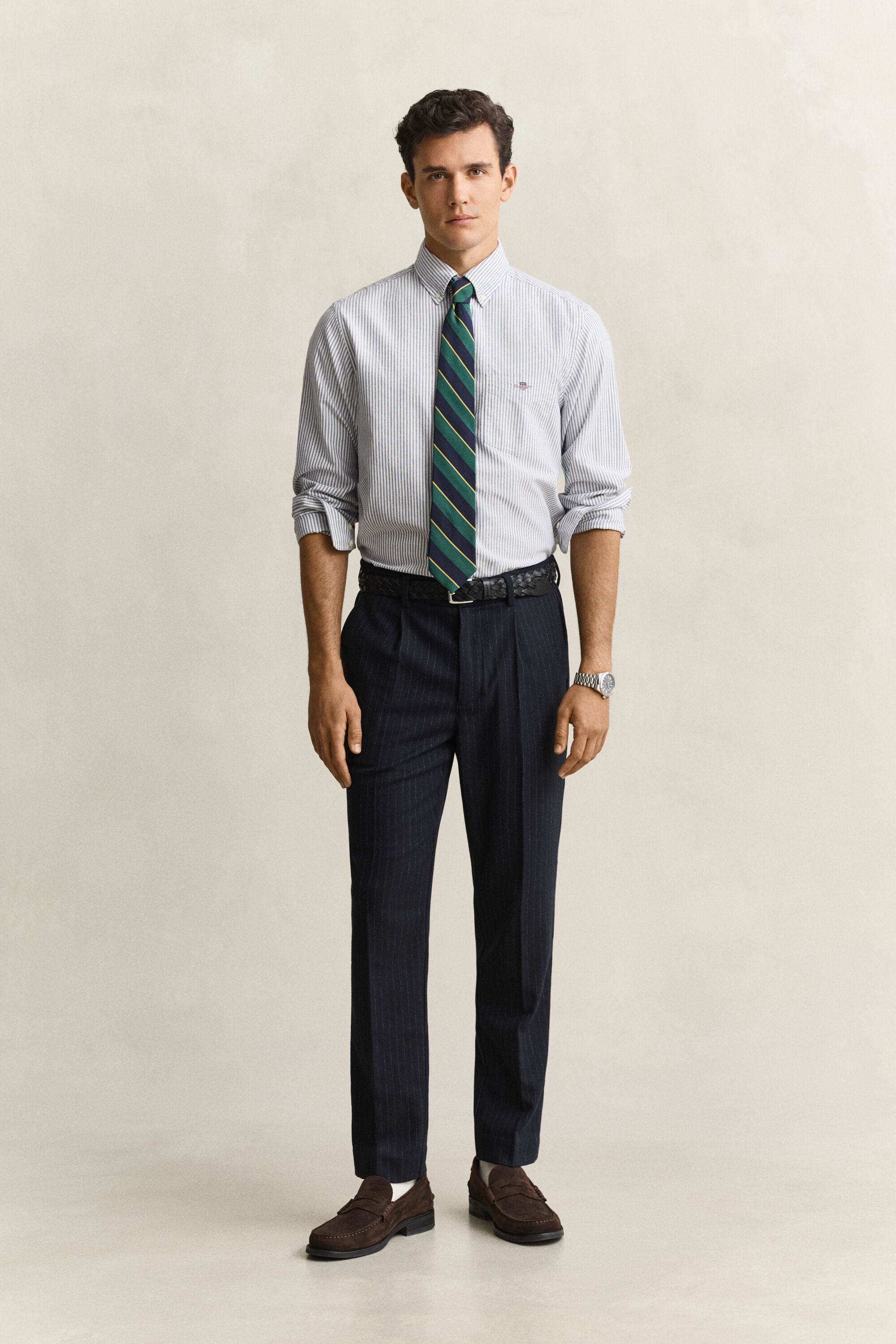 Pantalon coupe fuselée en flanelle de laine