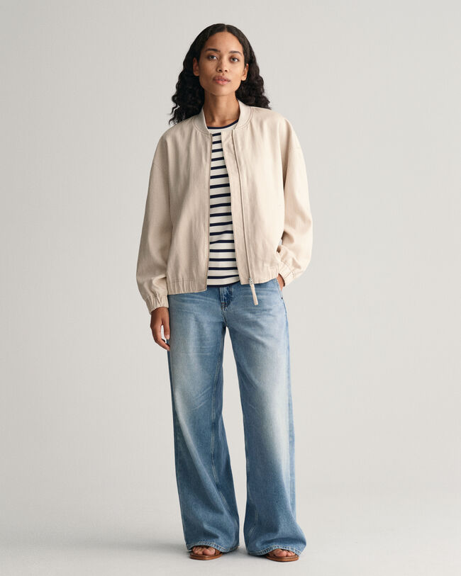 Blouson aviateur en lin mélangé