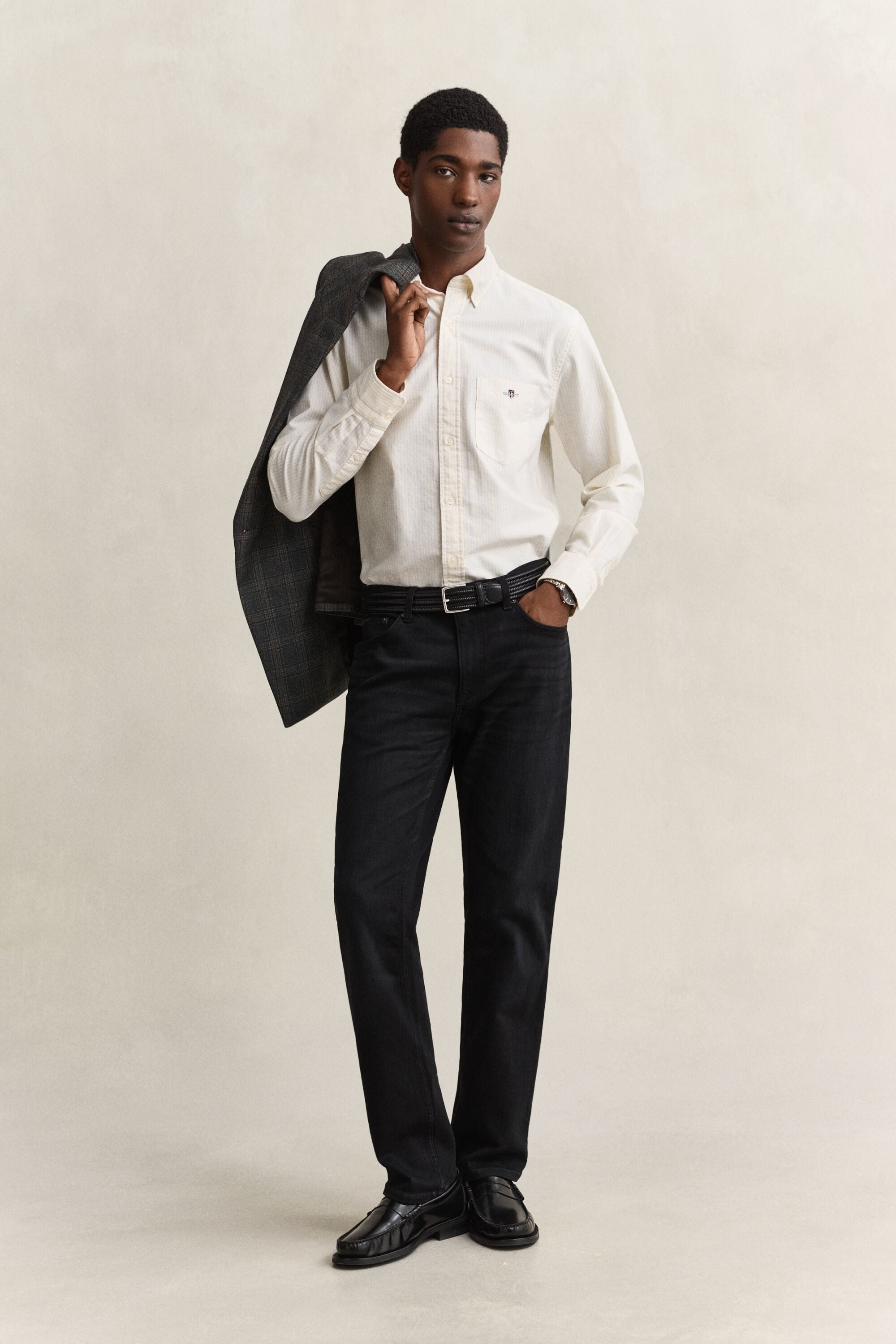 Chemise en coton Oxford classique à rayures Banker