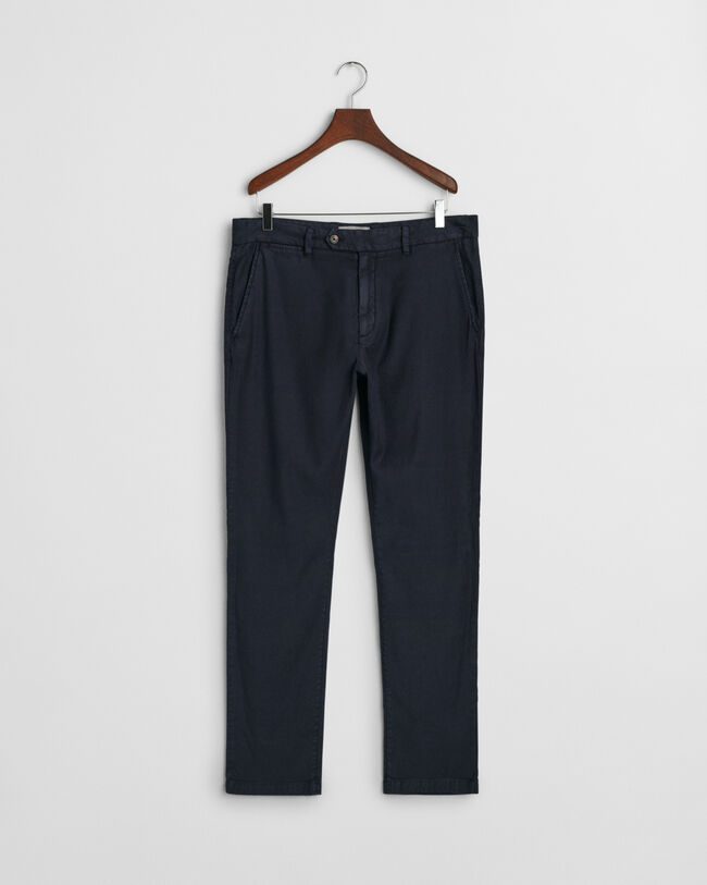 Pantalon chino coupe slim en coton et lin