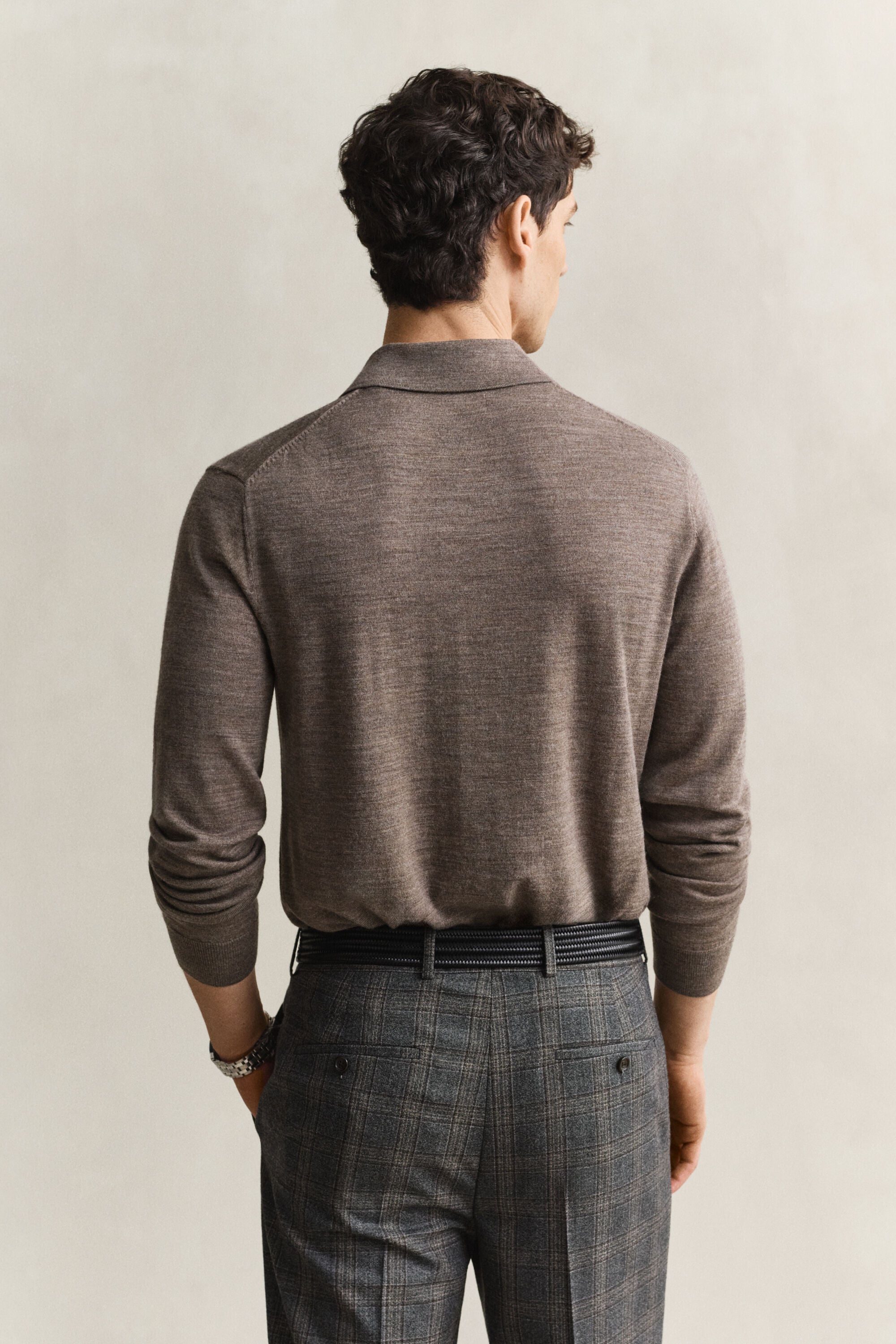 Pull façon polo en laine mérinos extrafine