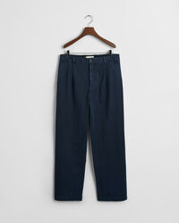 Pantalon chino relaxed fit en serg&eacute; de coton