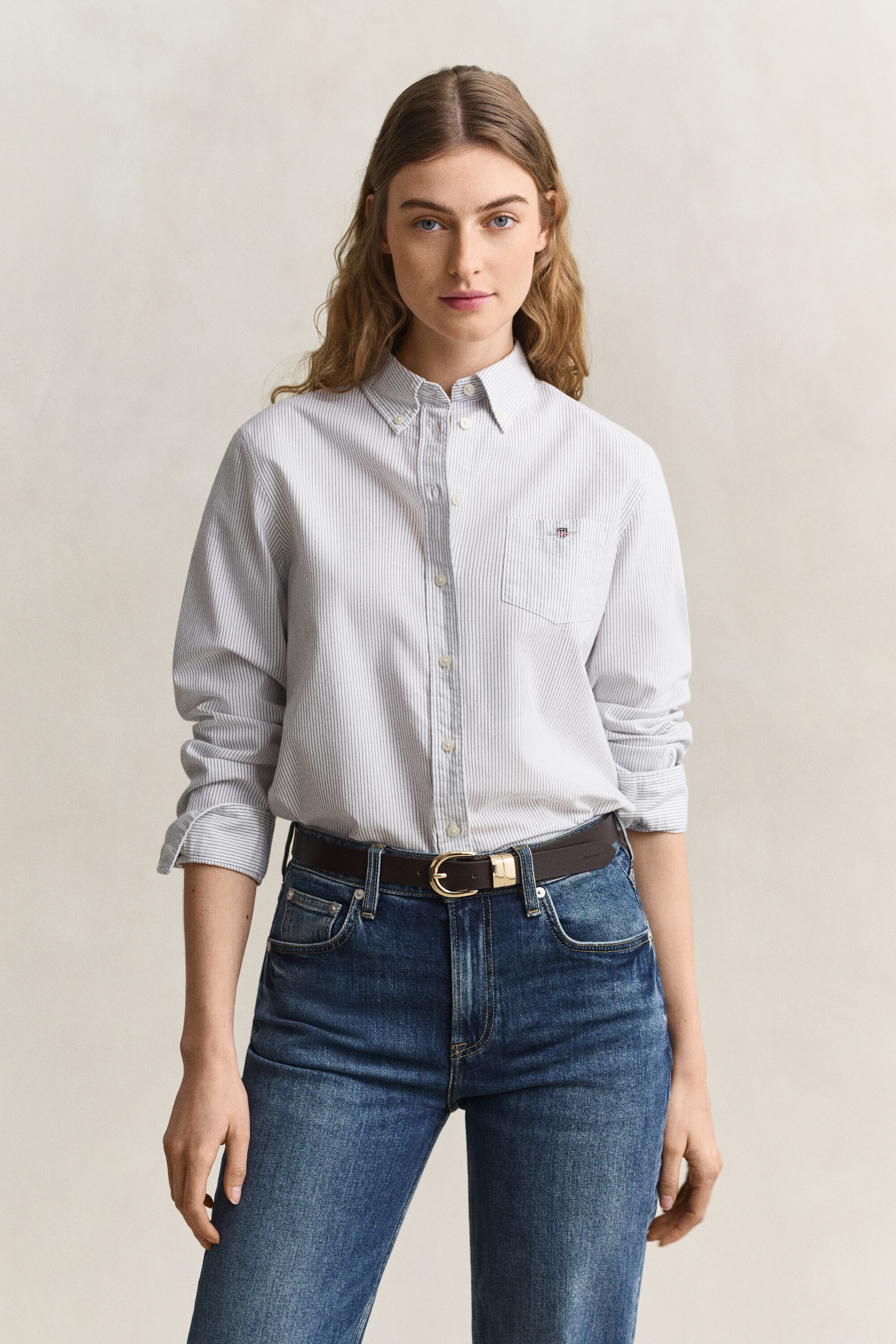 Chemise en coton Oxford classique à rayures