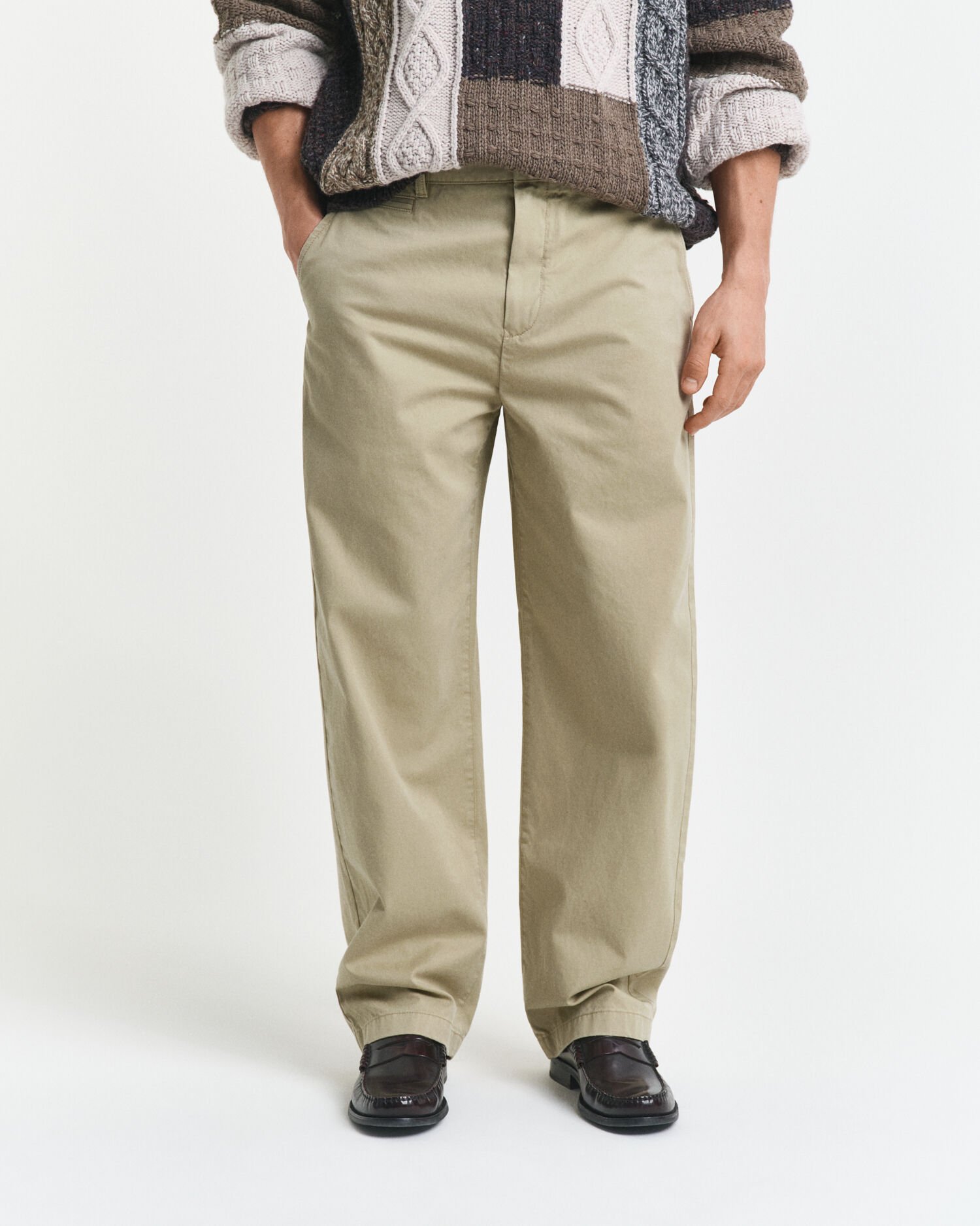 Pantalon chino coupe décontractée en sergé de coton